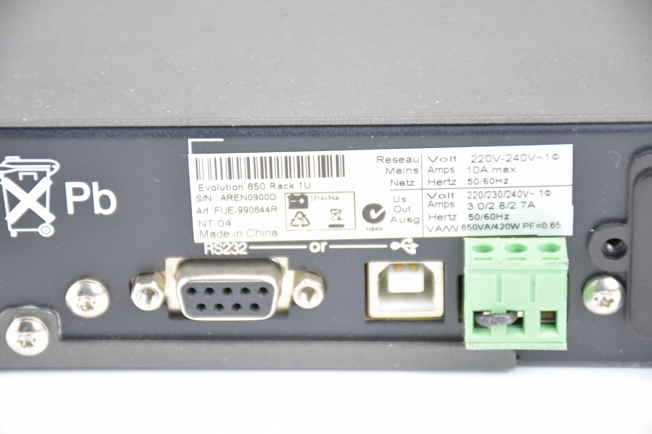 DEFEKT Eaton Evolution 650 Rack 1U FUE-990644R