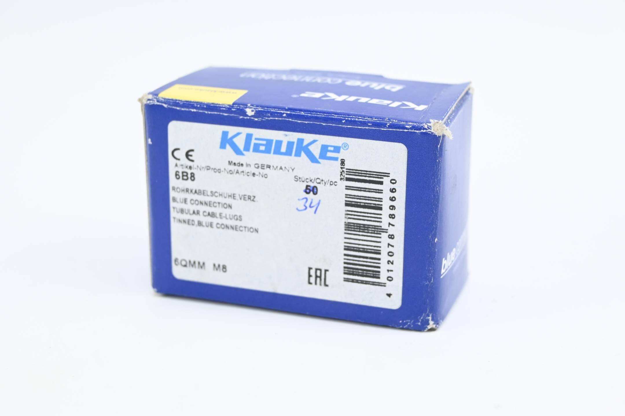 Klauke 34 Stück Rohrkabelschuhe verzinnt Blue Connection 6B8 ( 6QMM M8 )