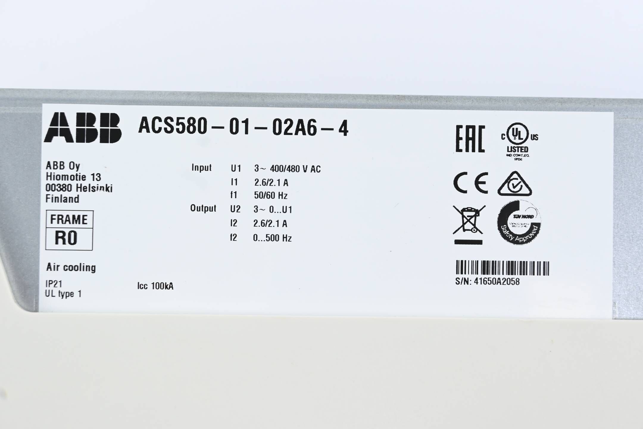 ABB Frequenzumrichter ACS580-01-02A6-4