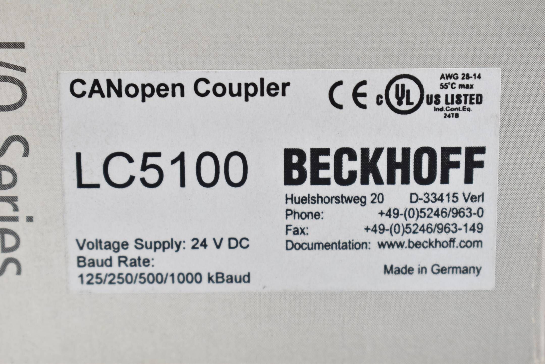 Beckhoff CANopen Coupler 24VDC LC5100 ( LC 5100 )
