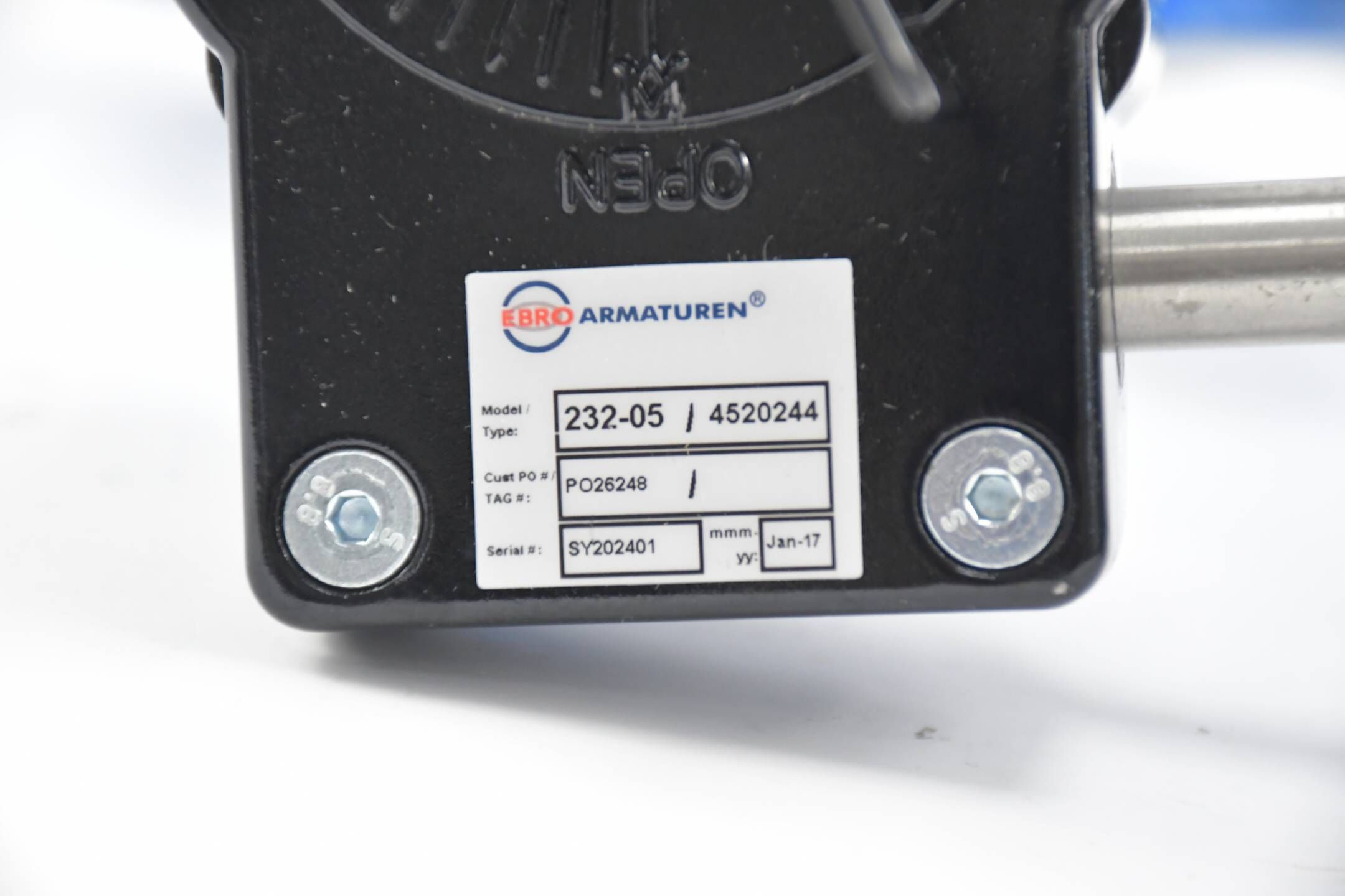 Ebro Armaturen PFTE Anflanschklappe T 214-A DN50 inkl. Handgetriebe 232-05 / 4520244