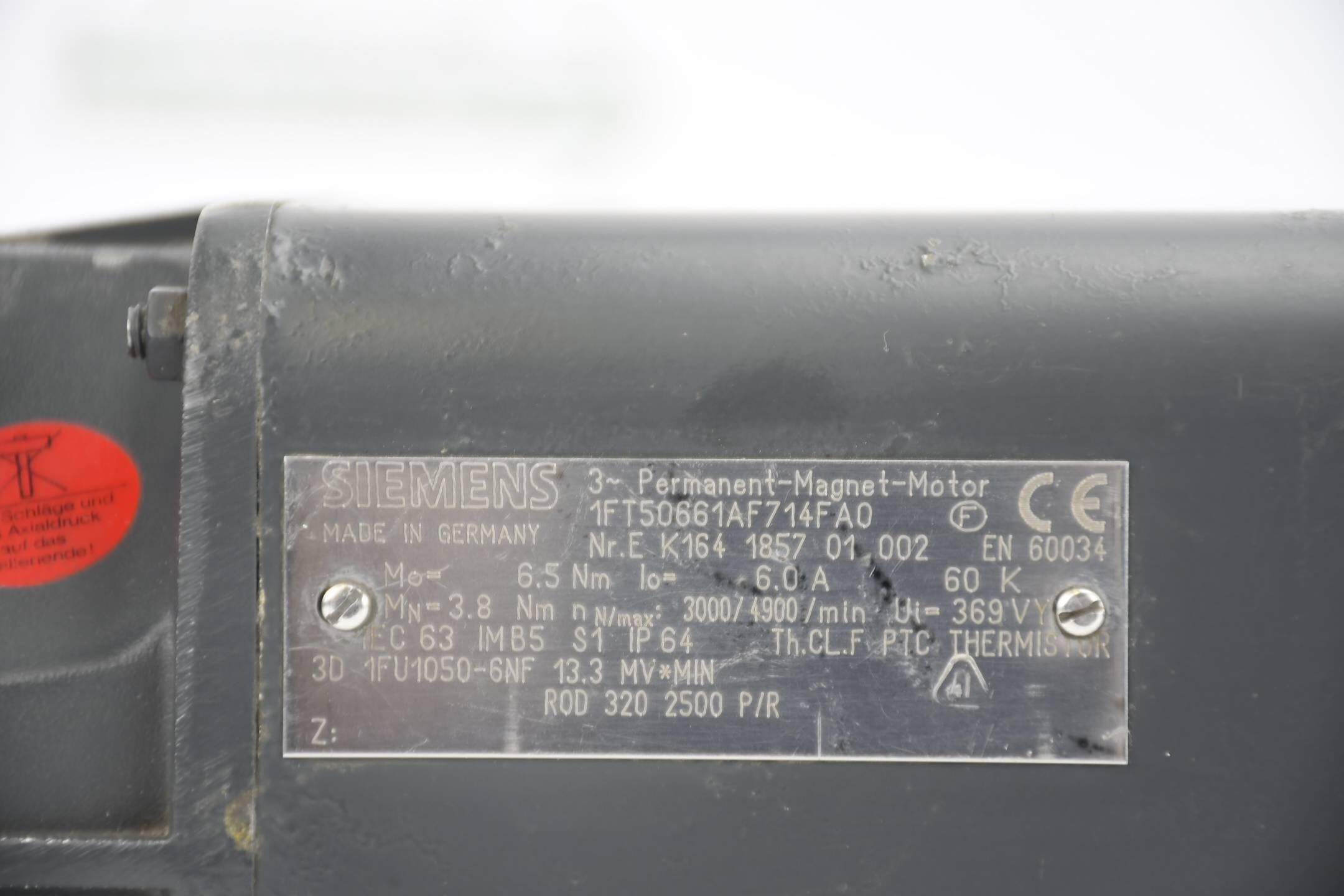 Siemens AC feed motor DC link 600 V 1FT50661AF714FA0 ( 1FT5066-1AF71-4FA0 )