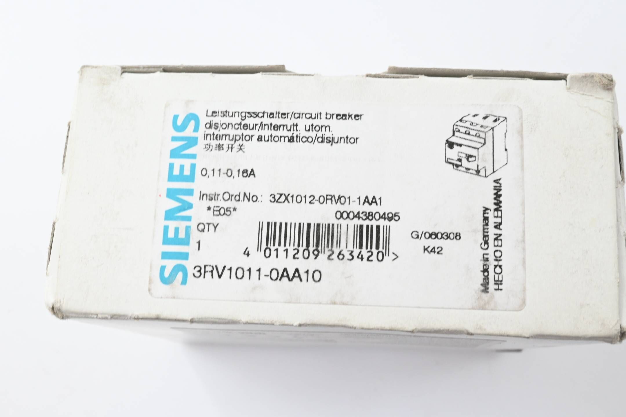Siemens Leistungsschalter 3RV1011-0AA10 ( 3RV1 011-0AA10 )