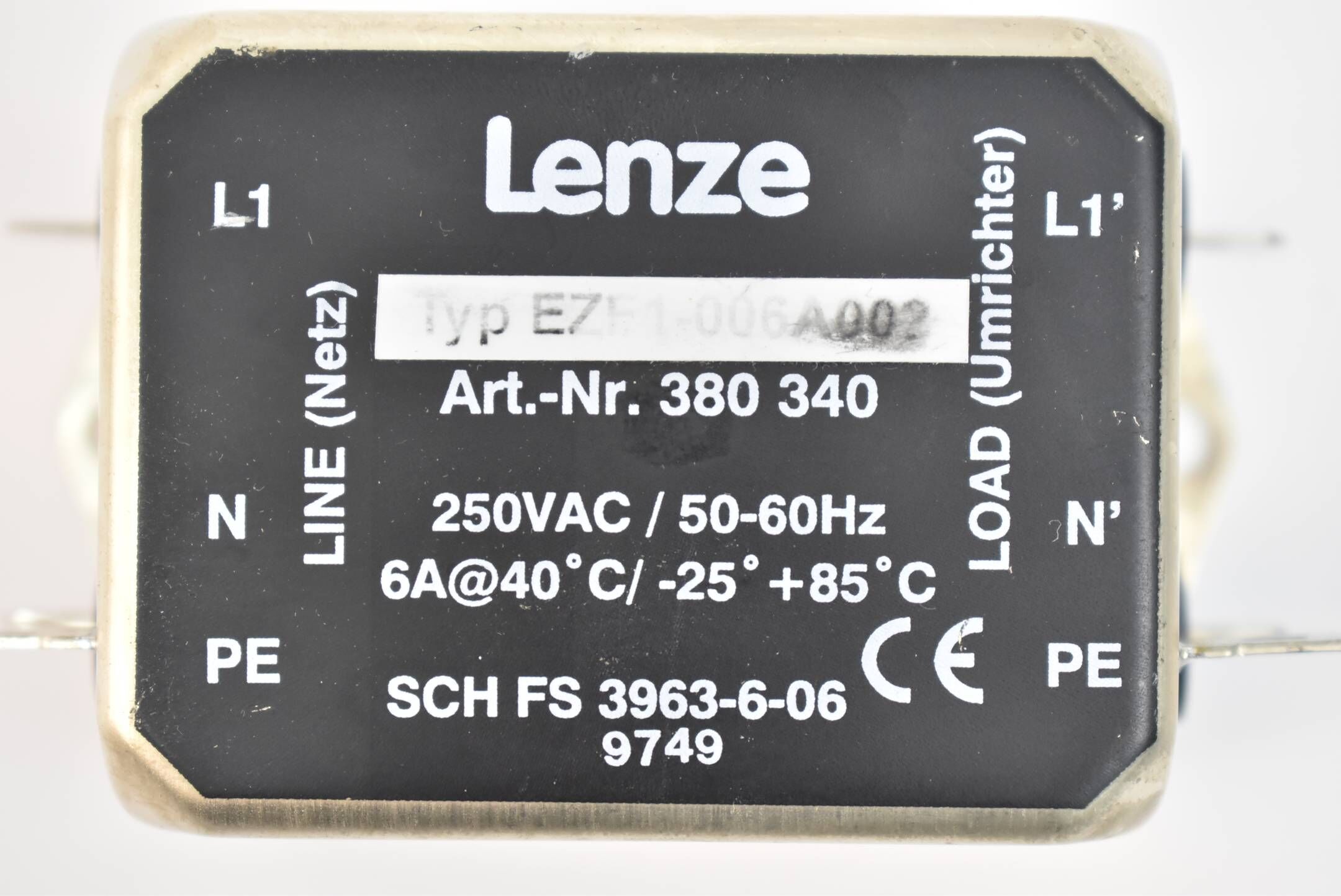 Lenze Endstörfilter EZF1-006A002 ( 250VAC 50-60Hz ) 380340