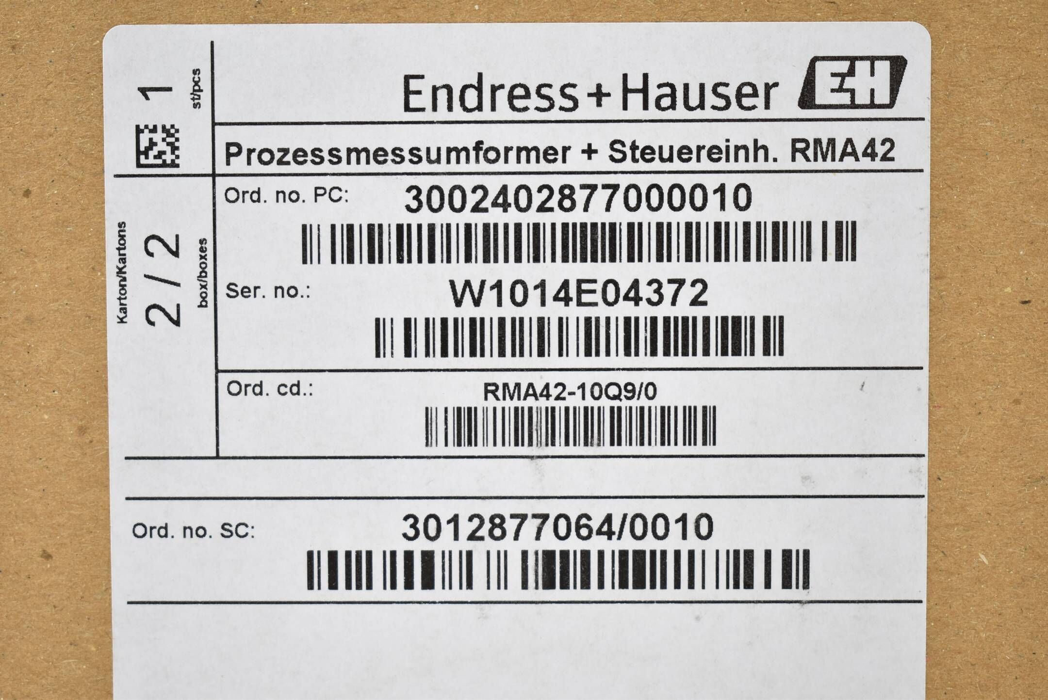 Endree+Hauser Prozessmessumformer + Steuereinheit RMA42 ( RMA42-10Q9/0 )