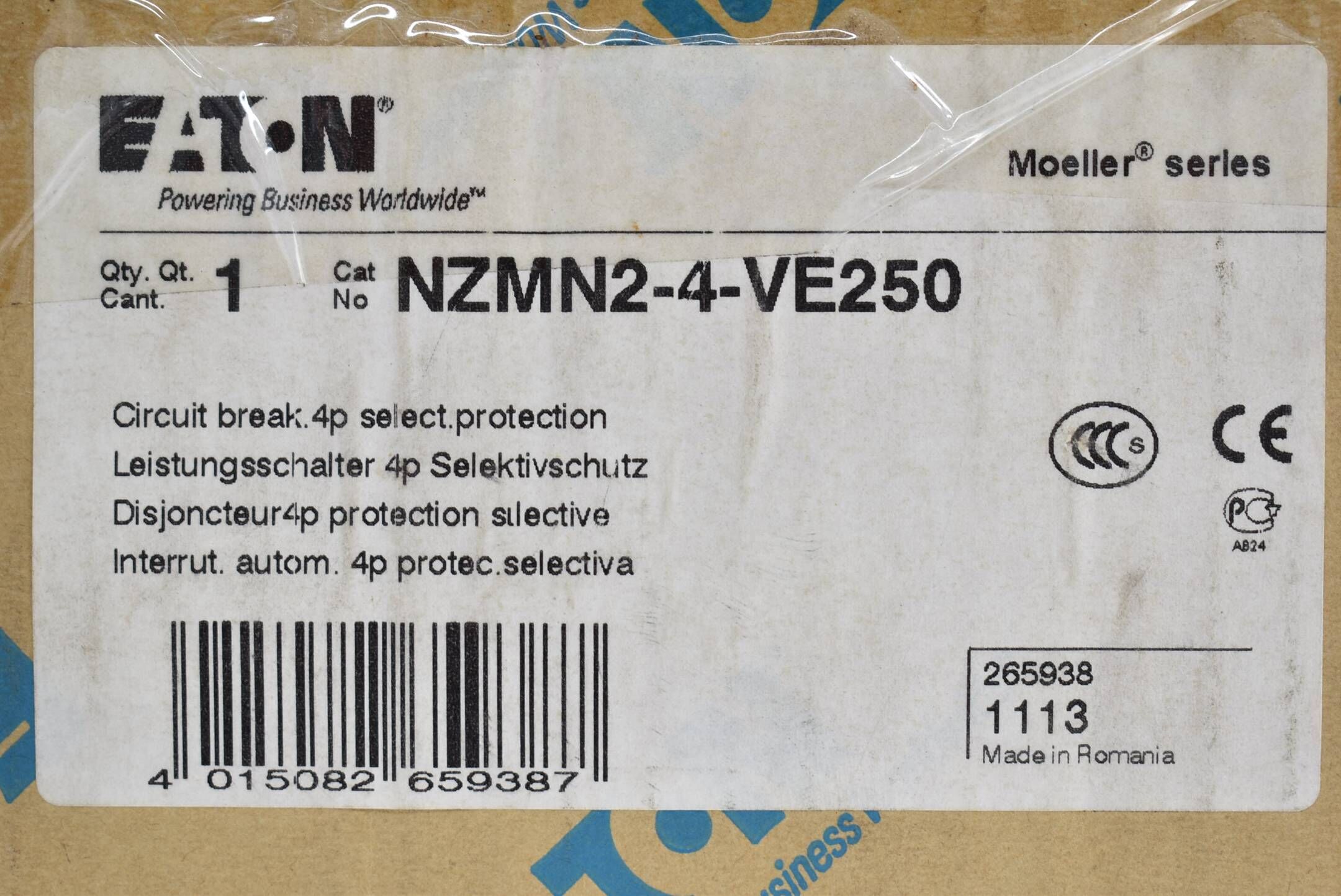 Eaton Leistungsschalter 4p Selektivschutz NZM 2 NZMN2-4-VE250