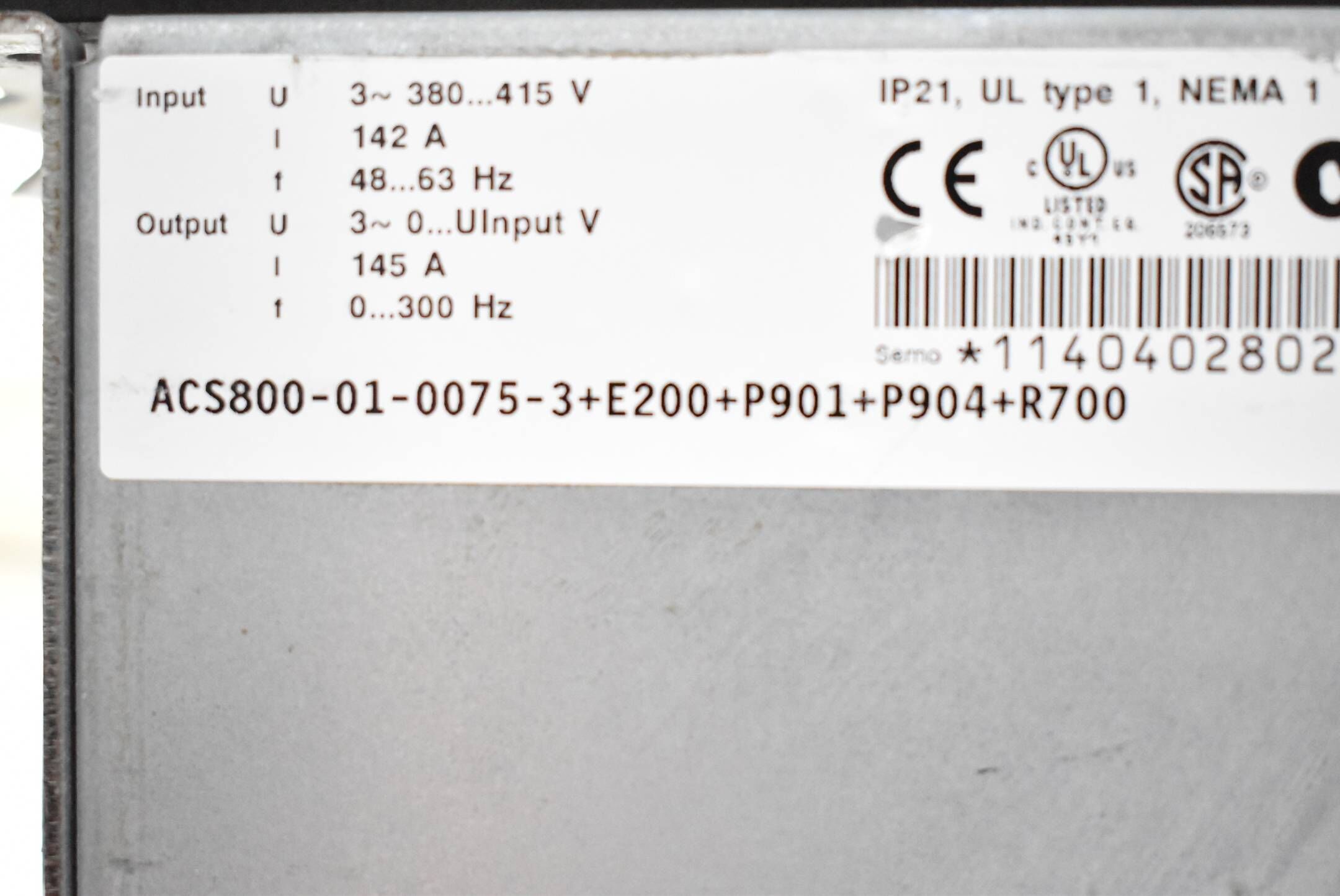 ABB ACS800 Frequenzumrichter ACS800-01-0075-3+E320+P901+P904+R700 incl. CDP 312R