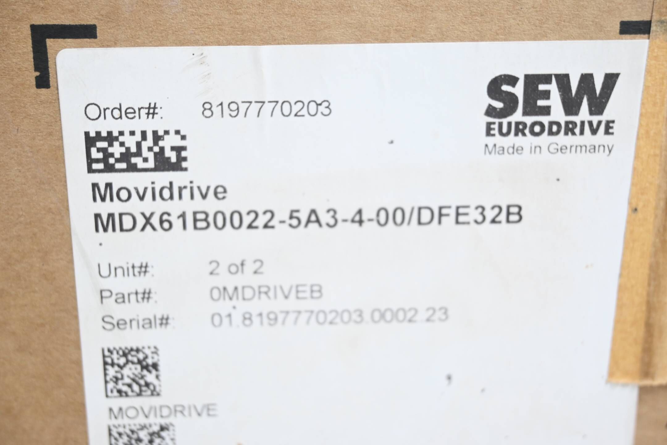 SEW Eurodrive Umrichter MDX61B0022-5A3-4-00/DFE32B inkl. MDX60A0022-5A3-4-00