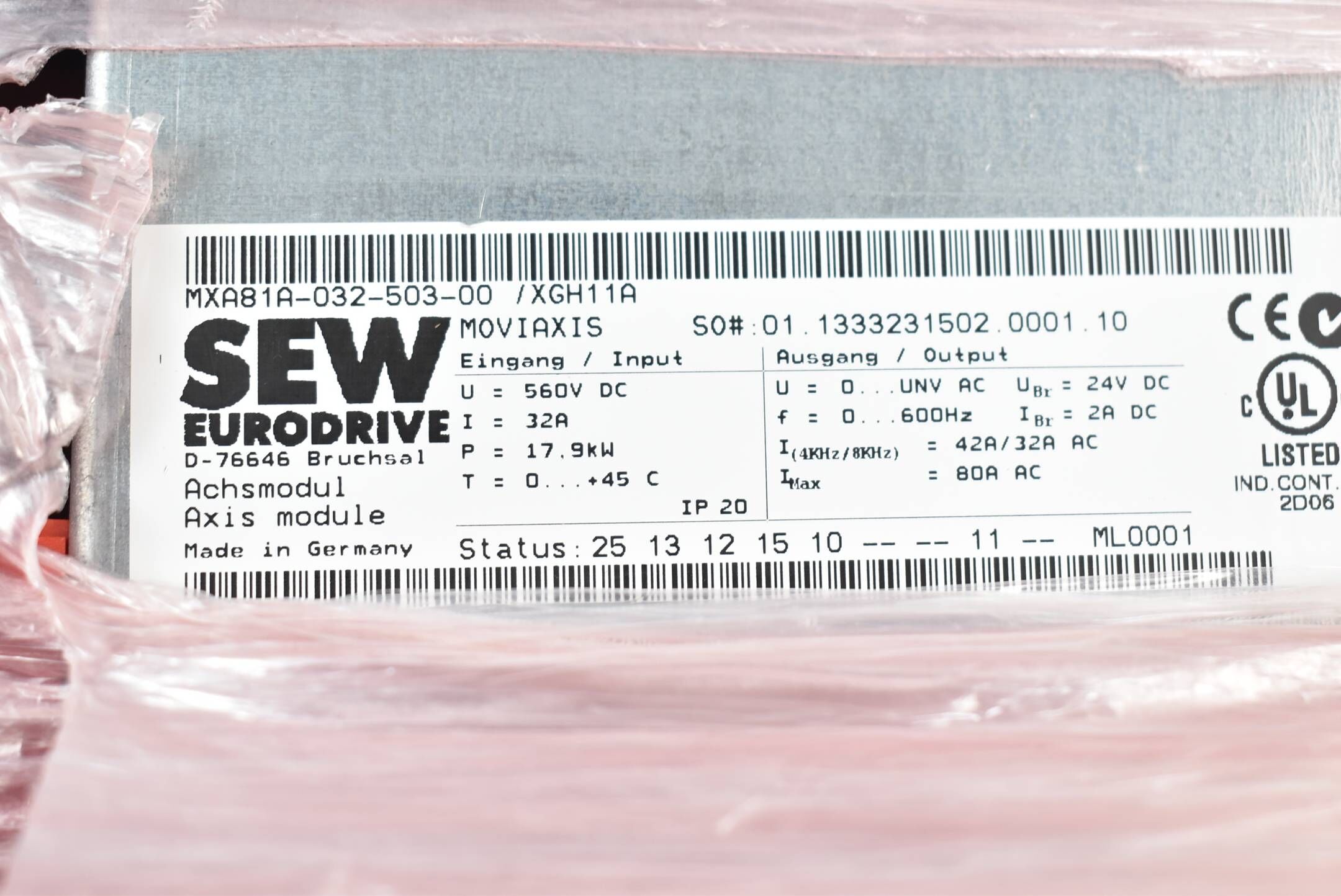SEW Eurodrive MOVIAXIS Achsmodul MXA81A-032-503-00 / XGH11A