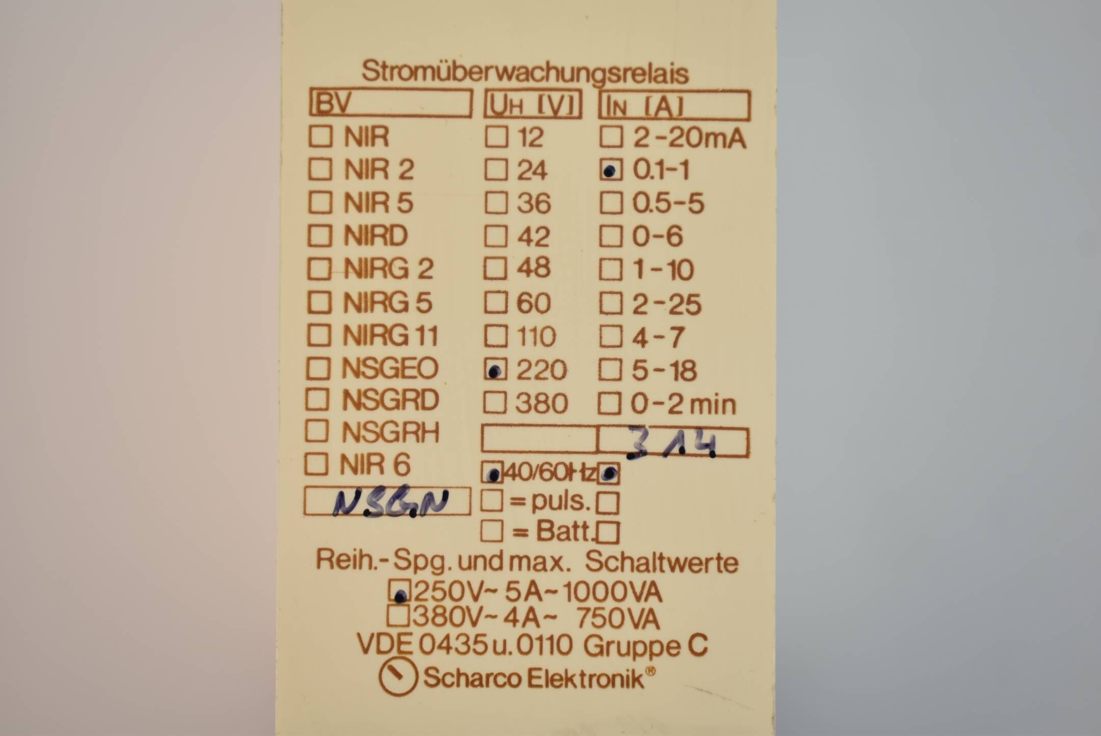 Scharco Elektronik Stromüberwachungsrelais NSGN