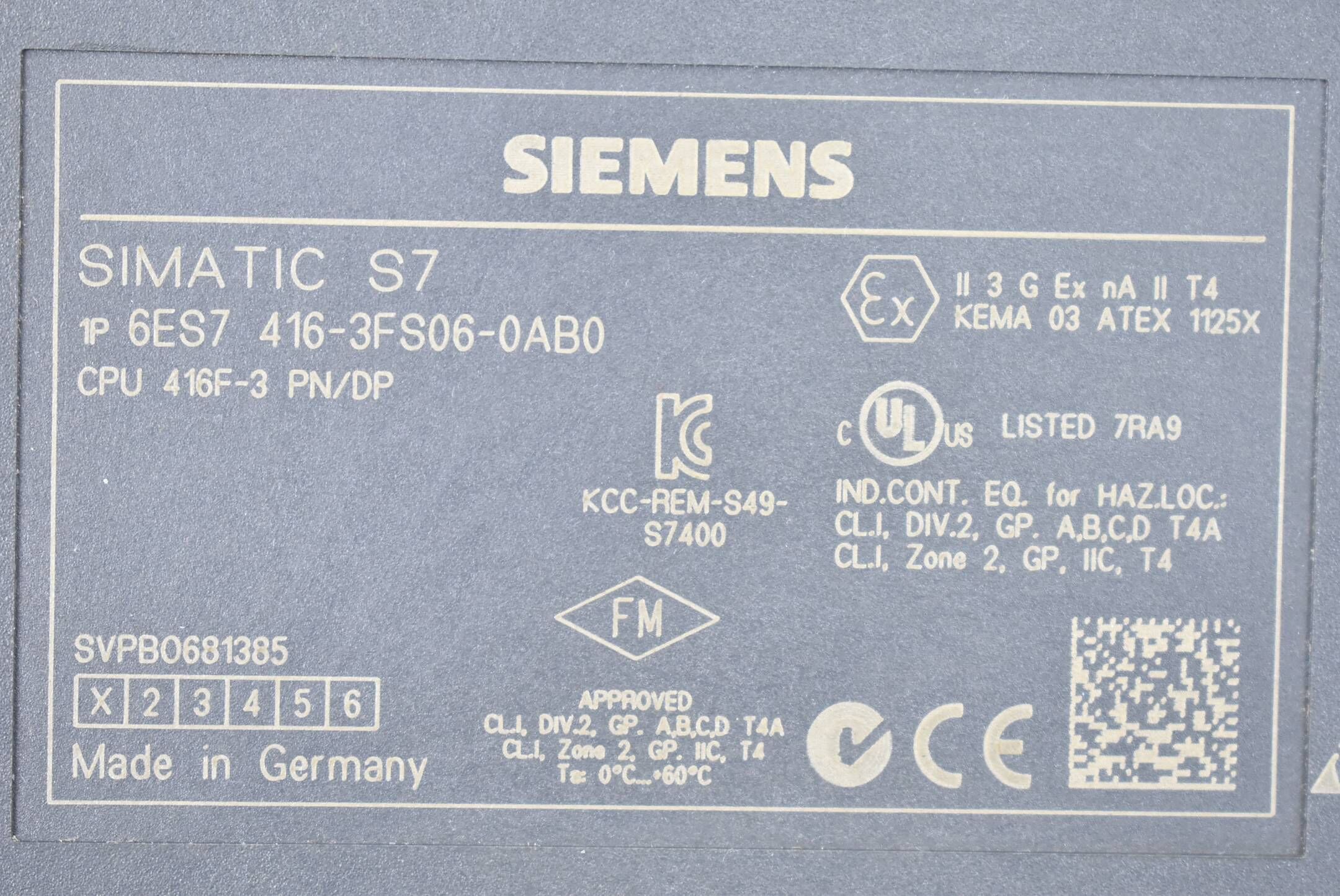 Siemens simatic S7-400 CPU 6ES7 416-3FS06-0AB0 ( 6ES7416-3FS06-0AB0 ) E1