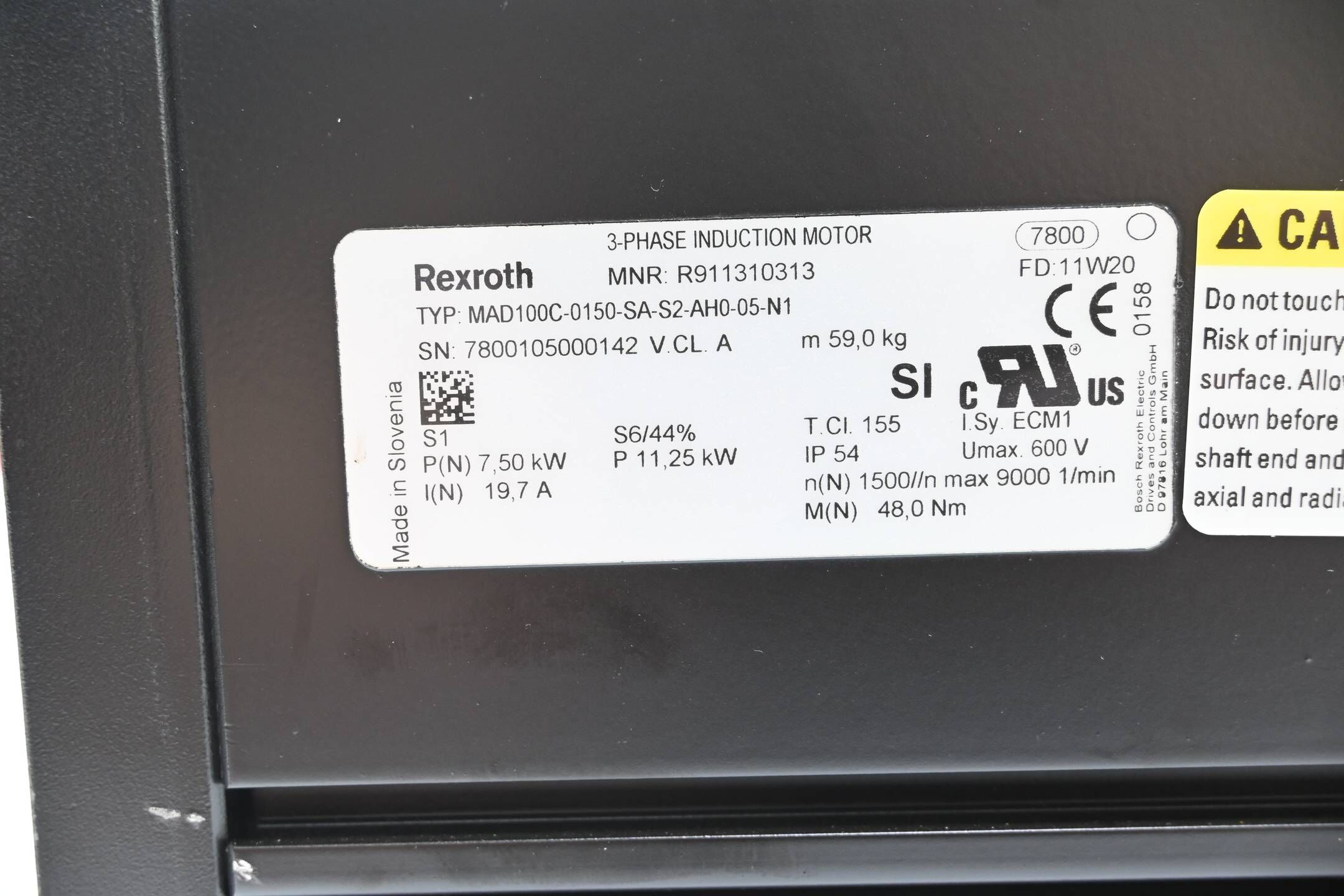 Rexroth 3~ Induktion Motor MAD100C-0150-SA-S2-AH0-05-N1 ( R911310313 )