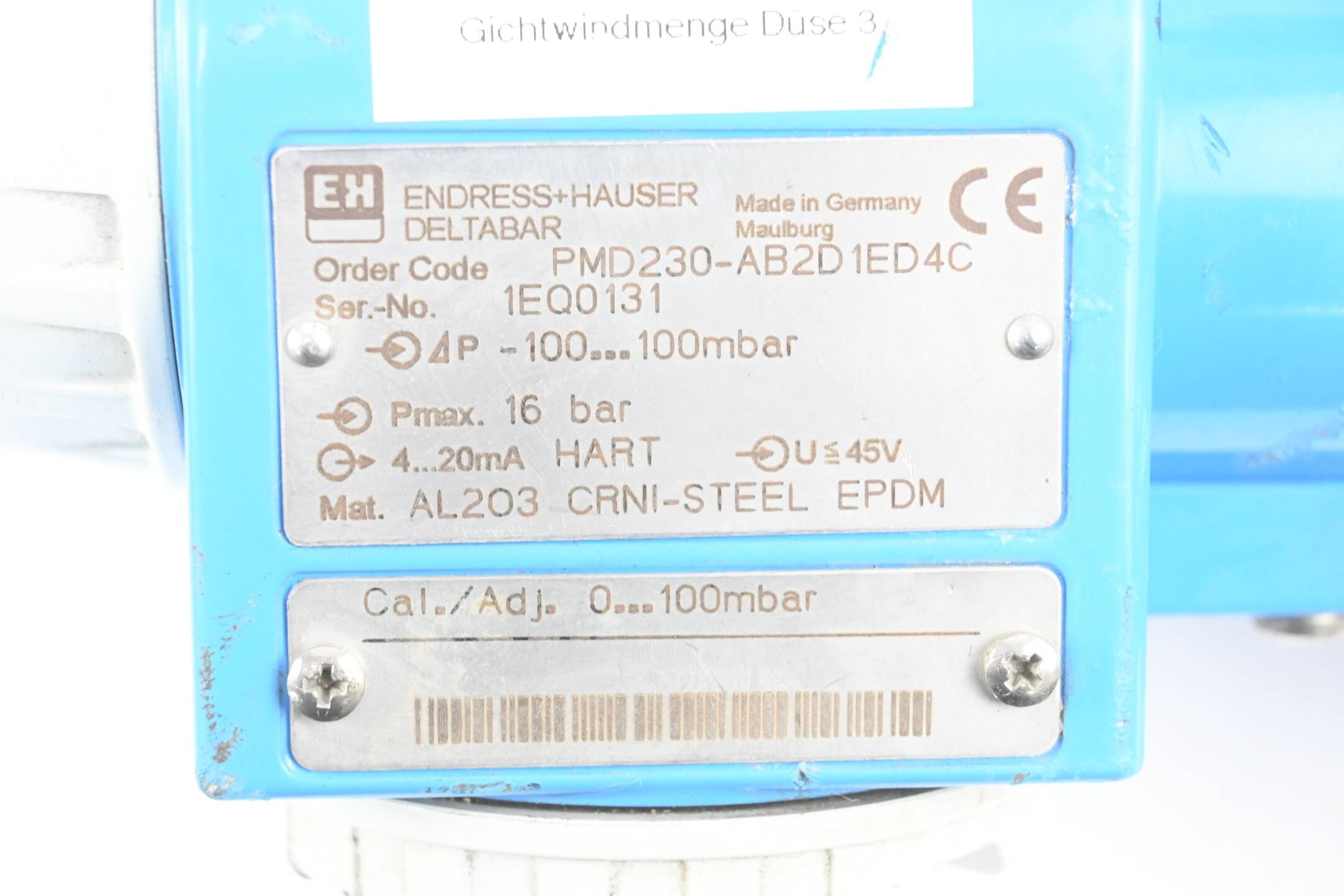 Endress + Hauser Deltabar Differenzdruckmessumformer PMD230-AB2D1ED4C