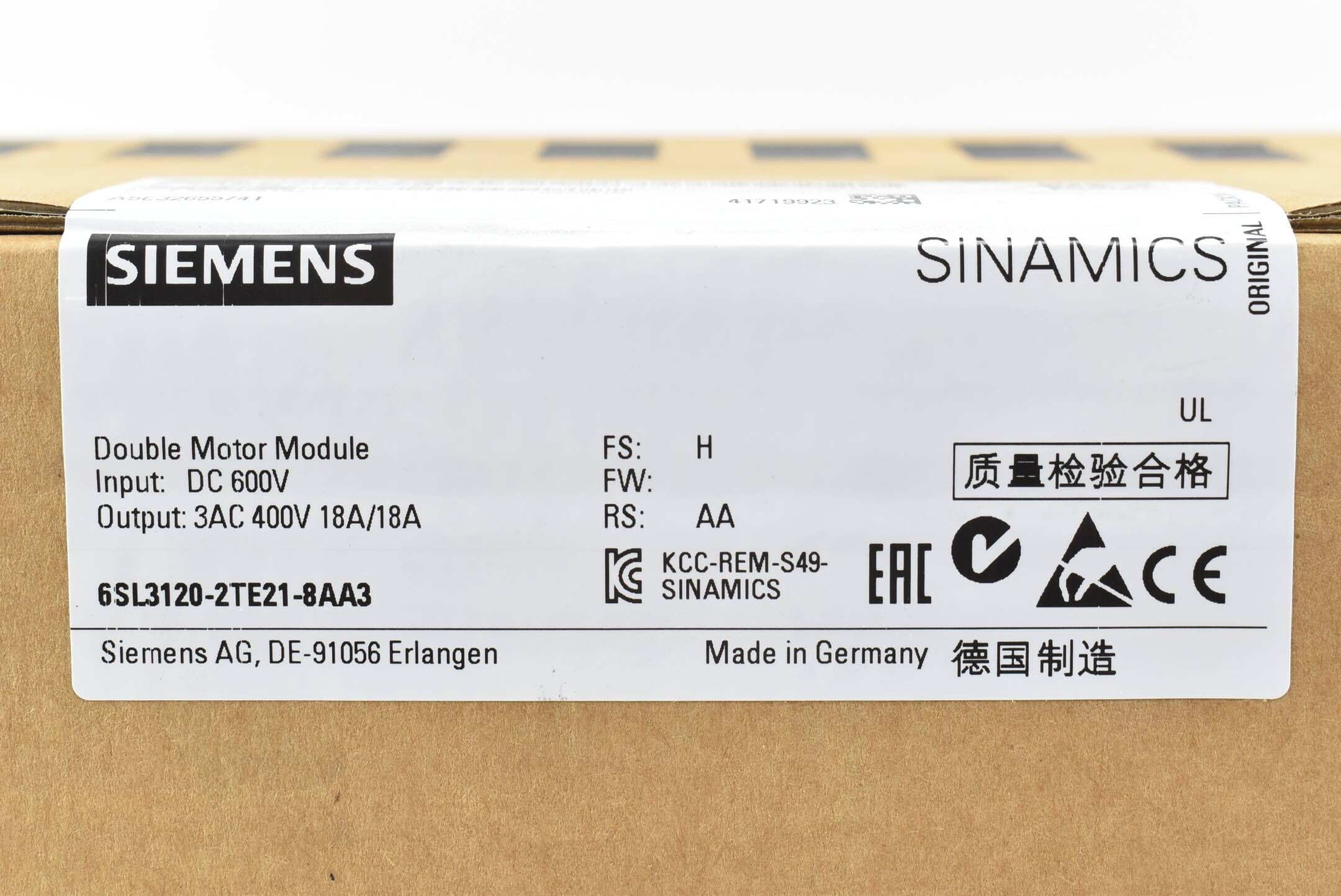 Siemens sinamics S120 DMM 6SL3 120-2TE21-8AA3 ( 6SL3120-2TE21-8AA3 ) E.H