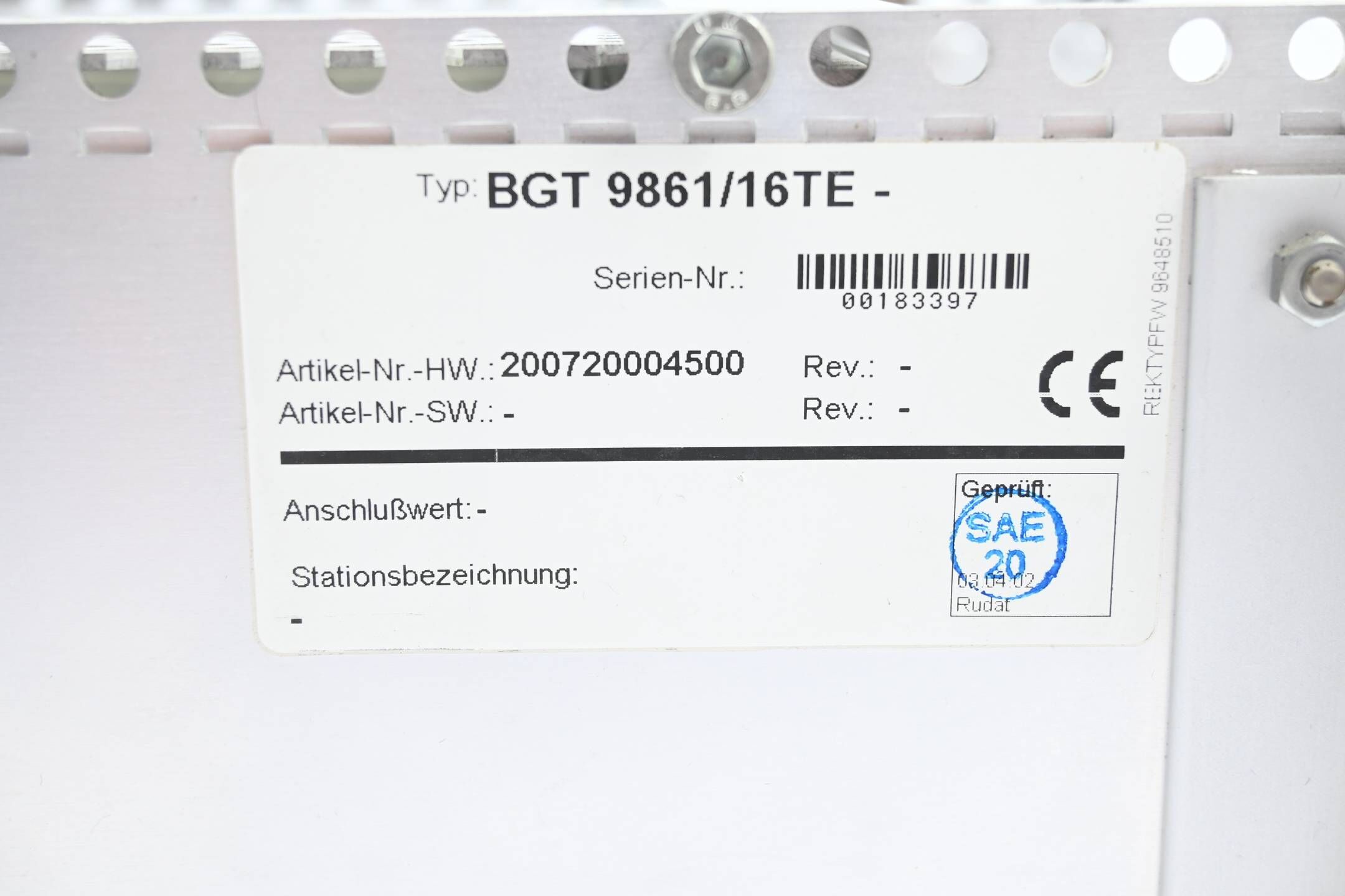 SAE Stahl Baugruppenträger BGT 9861/16TE ( 200720004500 ) 