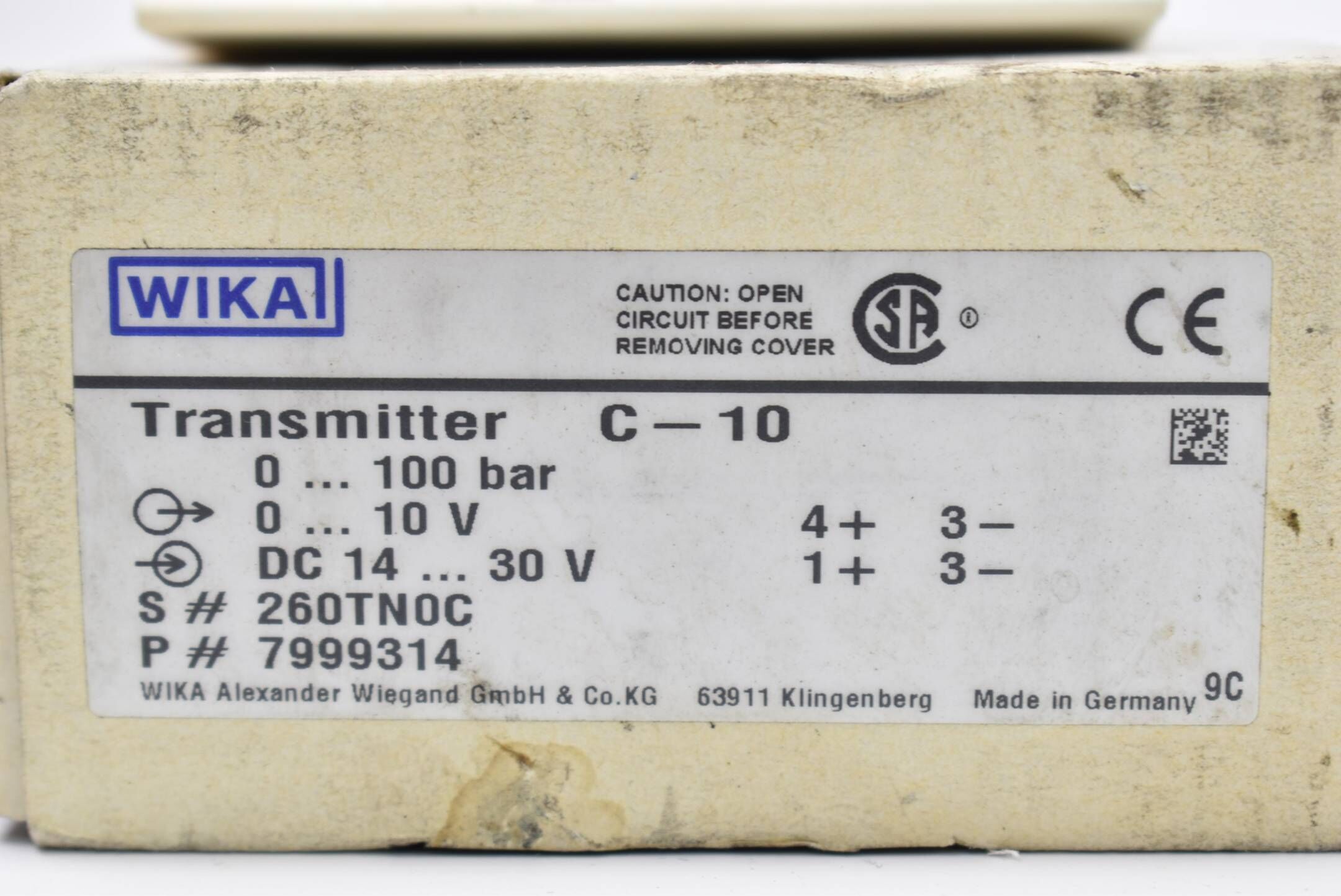 Wika Kompakt-Druckmessumformer 0-100bar 0-10V DC14-30V C-10