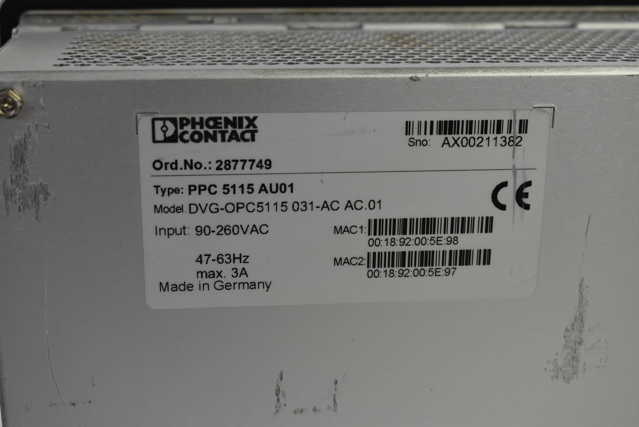 DEFEKT Phoenix Contact PPC 5115 AU01 ( DVG-OPC5115 031-AC AC.01 )