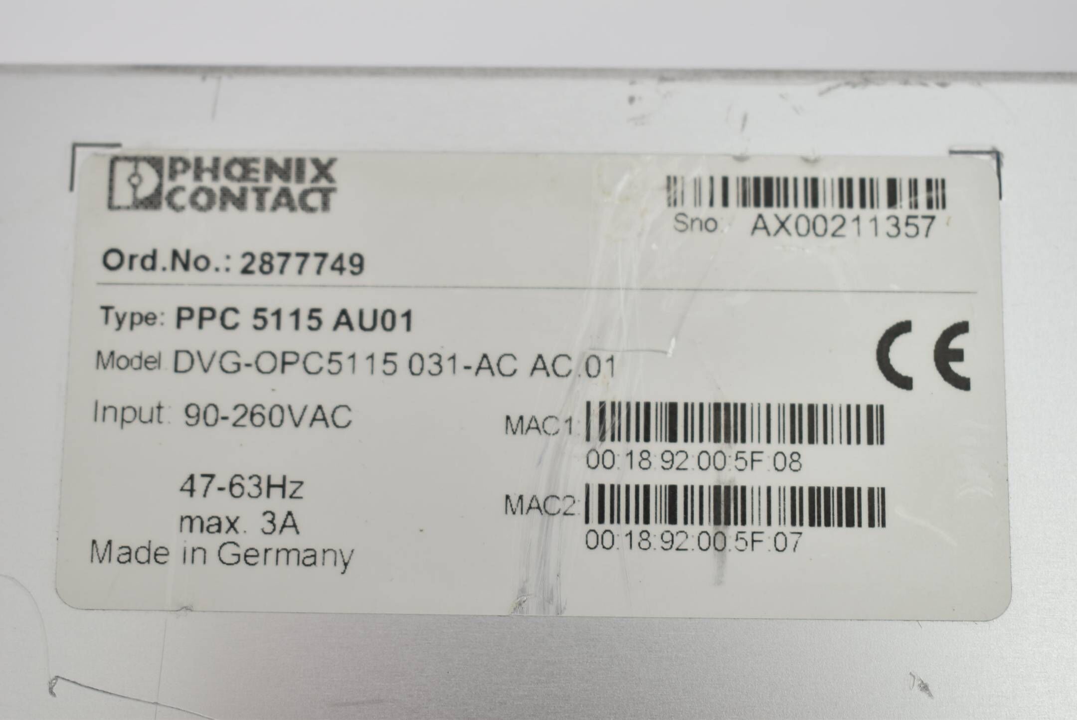 Phoenix Contact PPC 5115 AU01 DVG-OPC5115 031-AC AC.01 ( 2877749 )