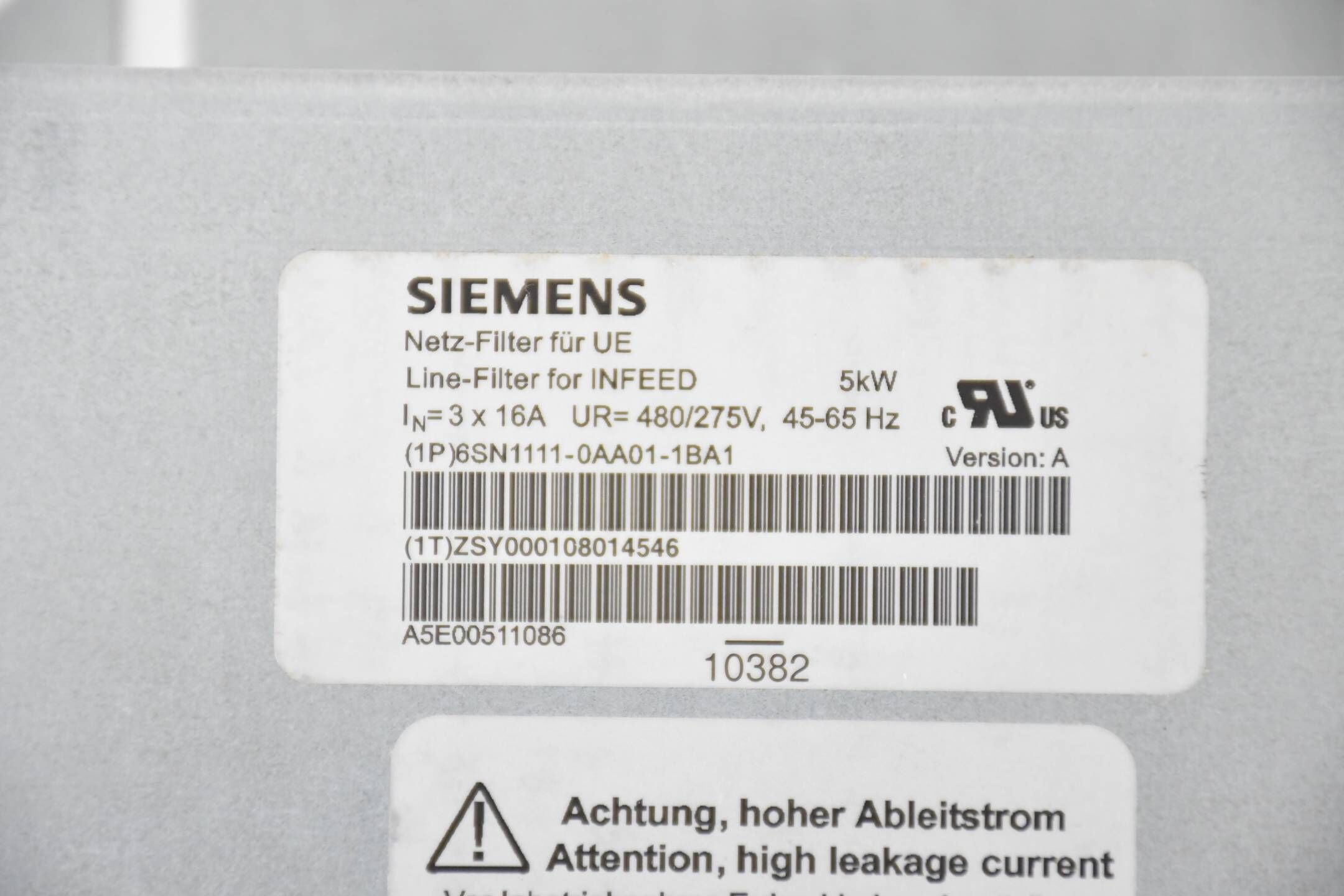 Siemens Netzfilter Simodrive 611 6SN1111-0AA01-1BA1 ( 6SN1 111-0AA01-1BA1 )