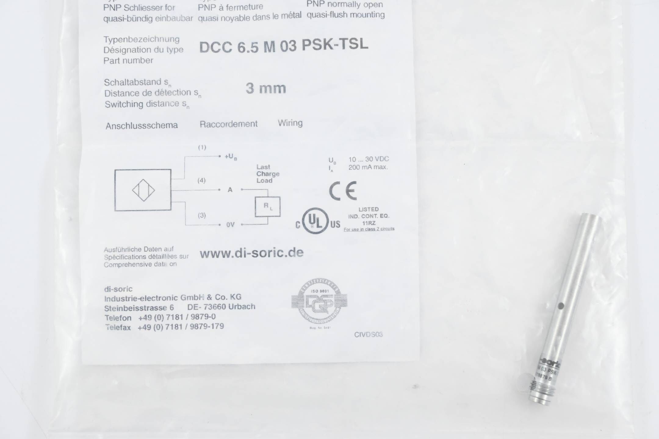 di-soric induktiver Näherungsschalter DCC 6.5 M03 PSK-TSL