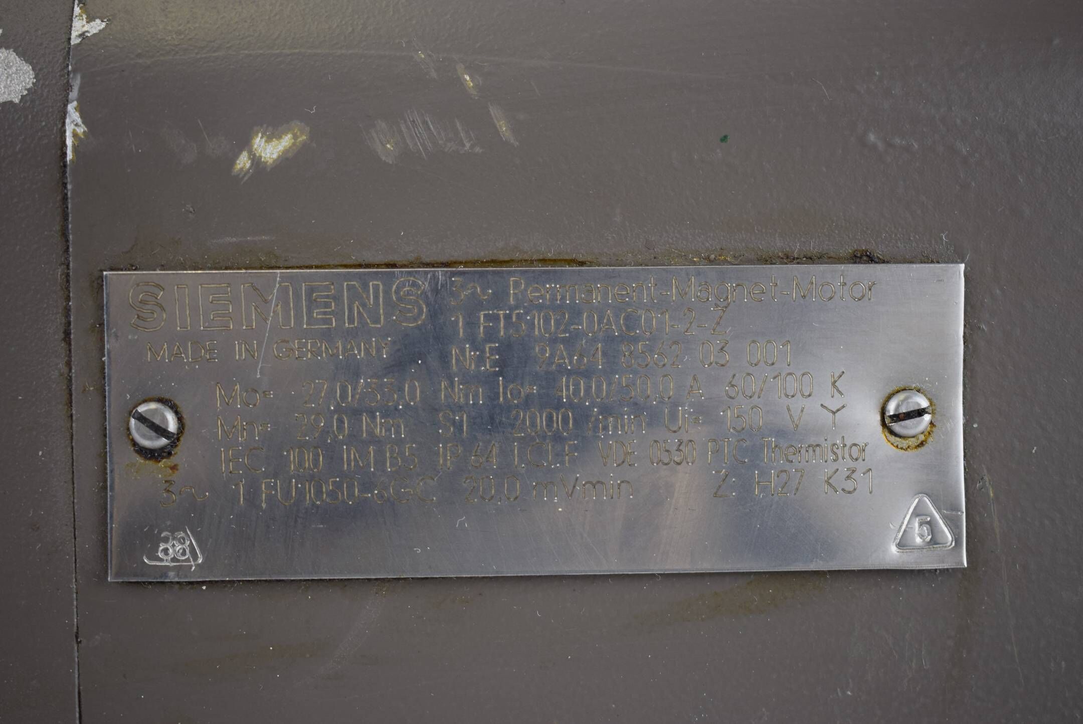 Siemens 3~Permanent-Magnet-Motor 1FT5102-0AC01-2-Z ( 1FT5 102-0AC01-2-Z )