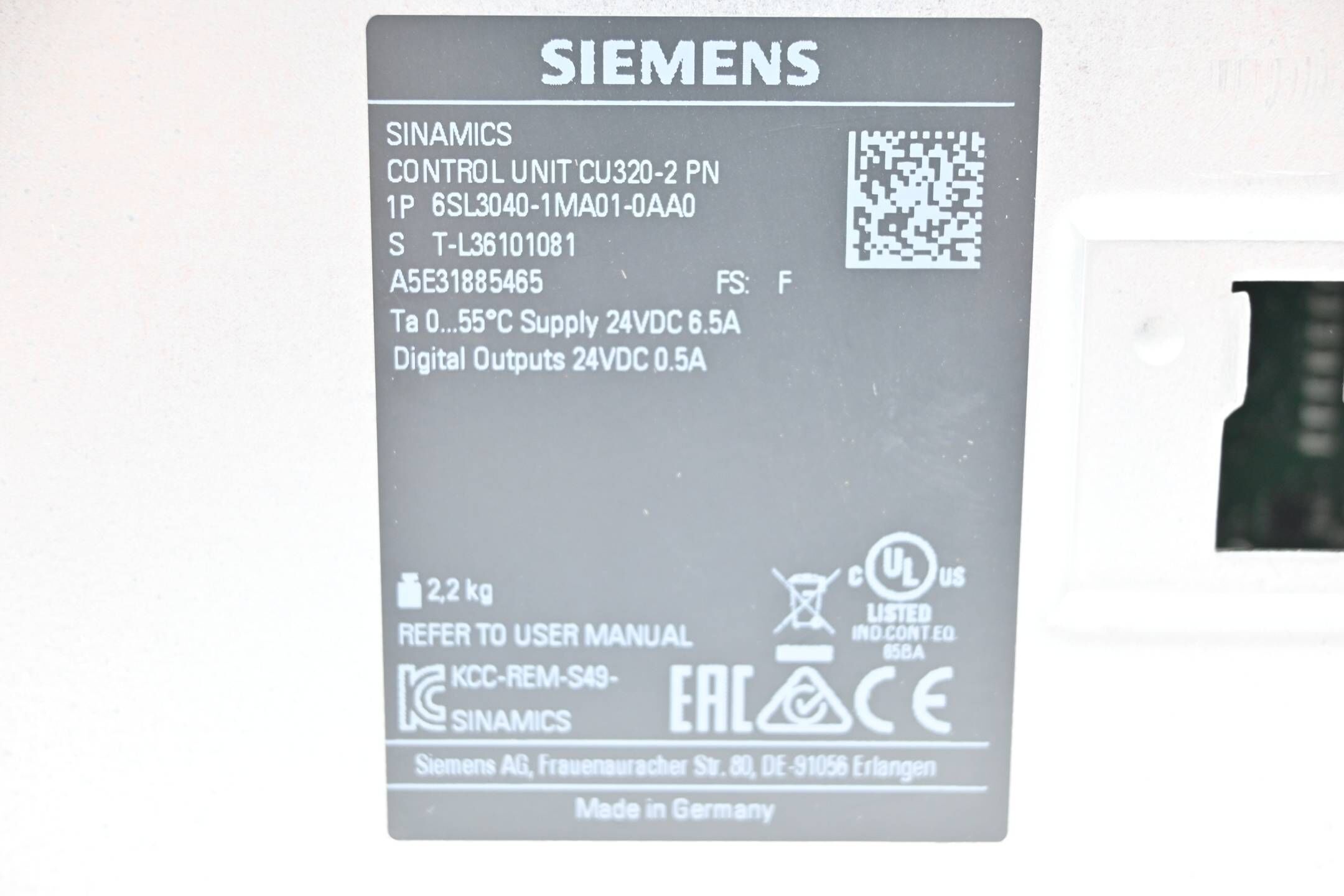 Siemens Sinamics CU320-2 PN 6SL3040-1MA01-0AA0 ( 6SL3 040-1MA01-0AA0 )