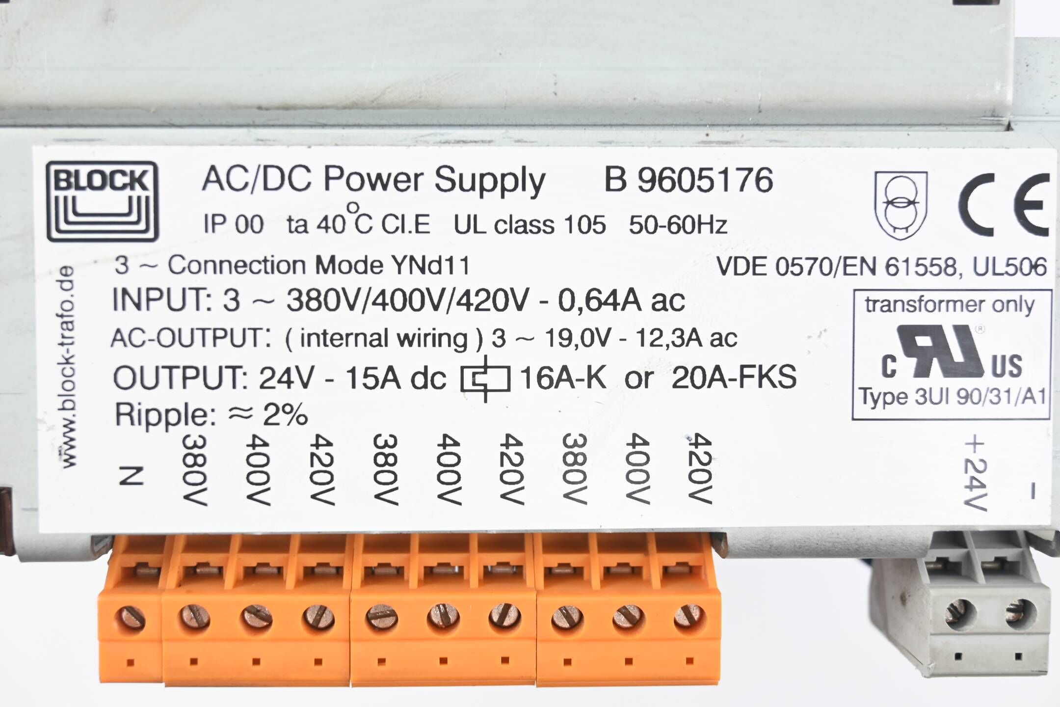 Block AC/DC Netzteil B 9605176 ( B9605176 ) 380/400/420V 0,64A