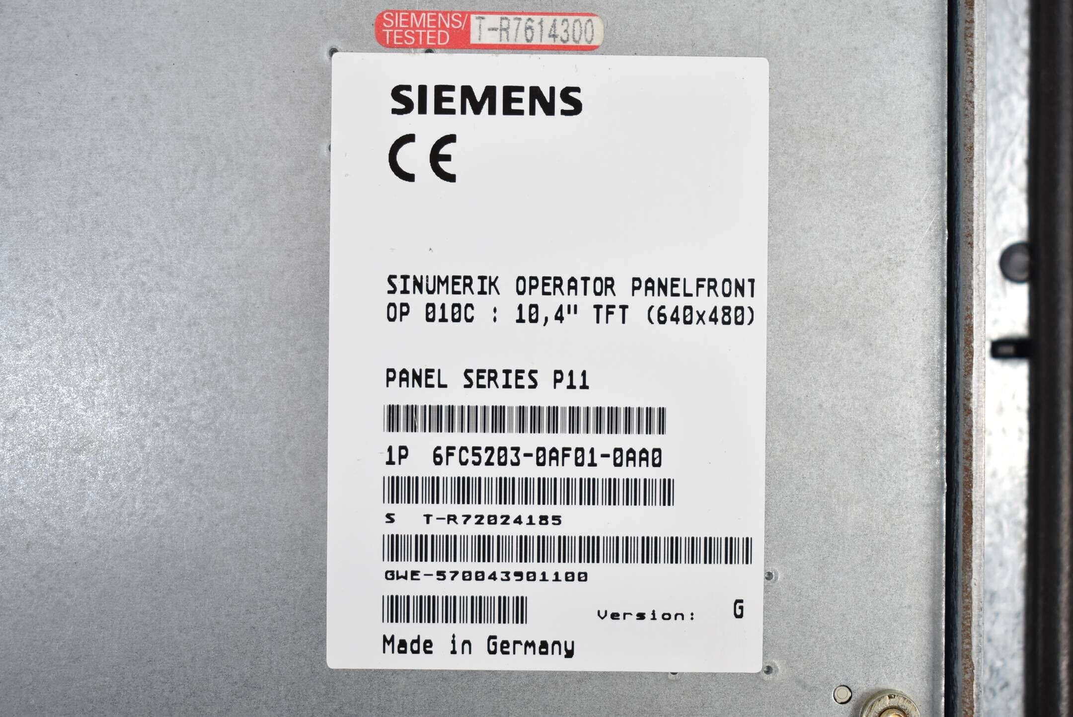 Siemens Sinumerik Operator OP 010C 6FC5203-0AF01-0AA0 ( 6FC5 203-0AF01-0AA0 ) G