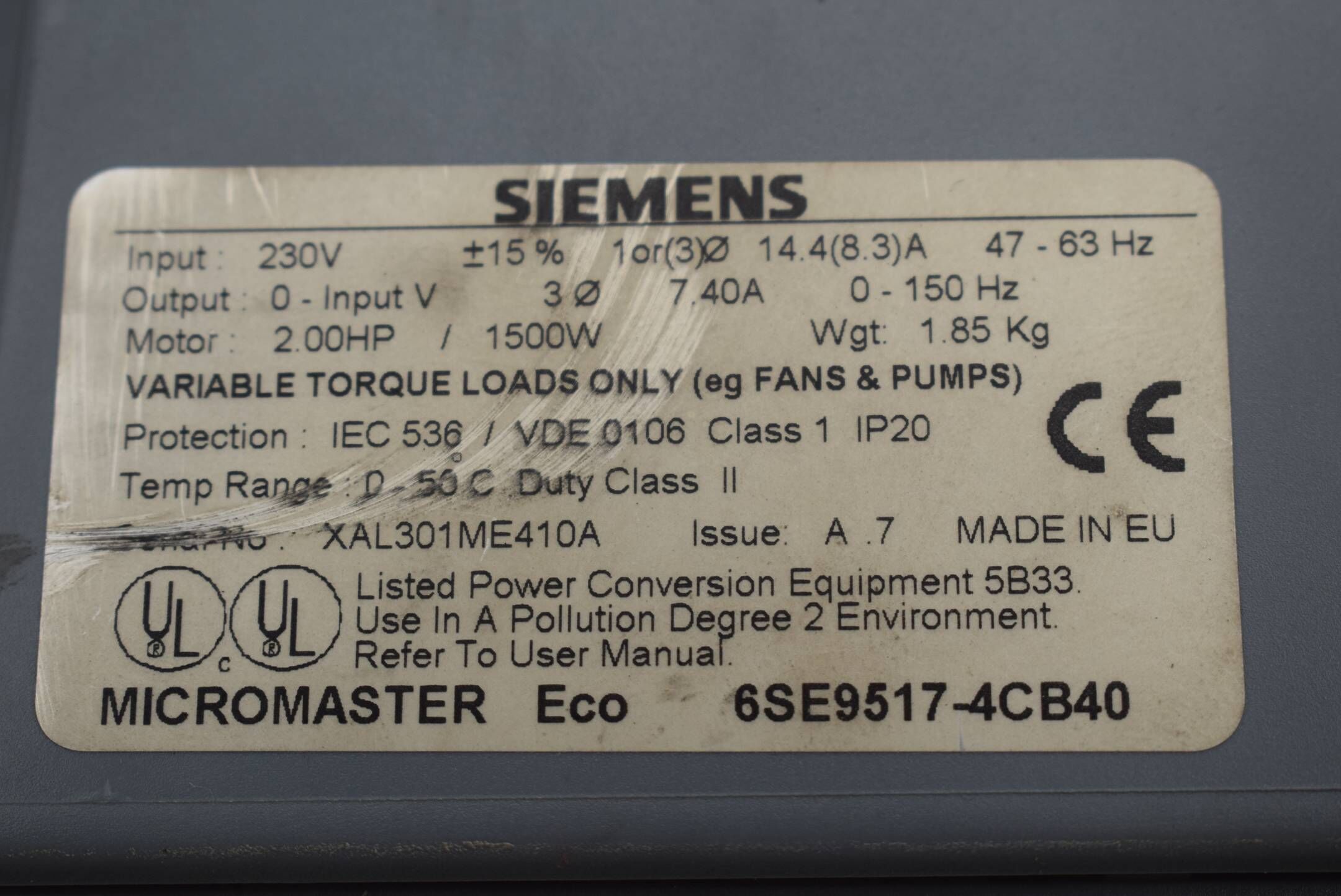 Siemens micromaster ECO 6SE9517-4CB40 ( 6SE9 517-4CB40 )