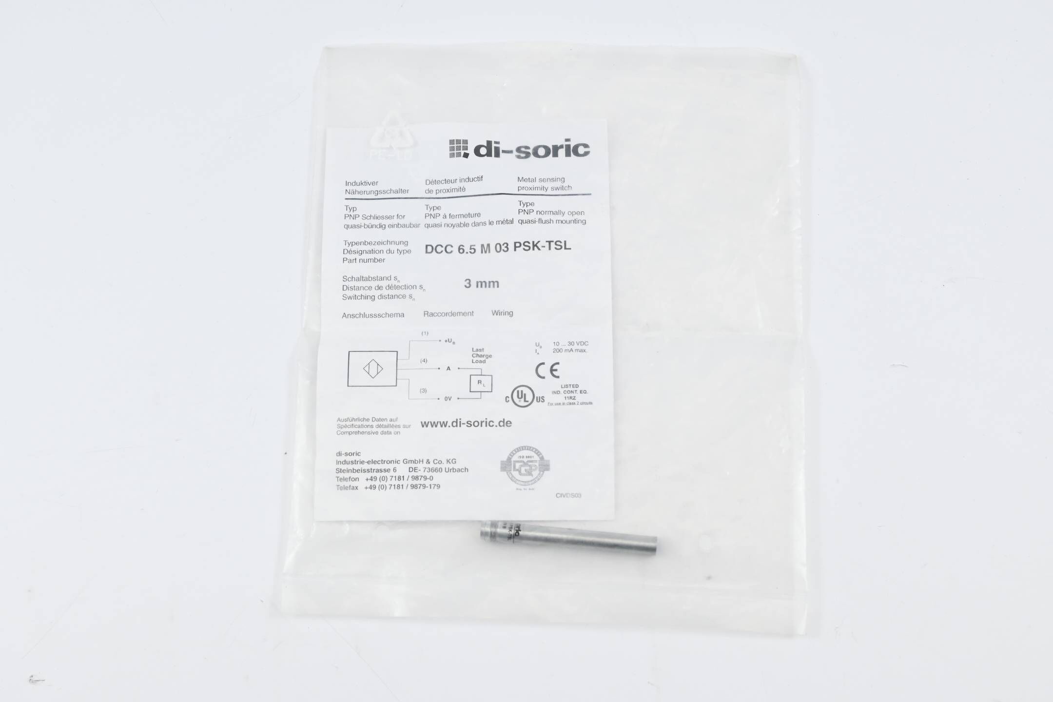 di-soric induktiver Näherungsschalter DCC 6.5 M03 PSK-TSL