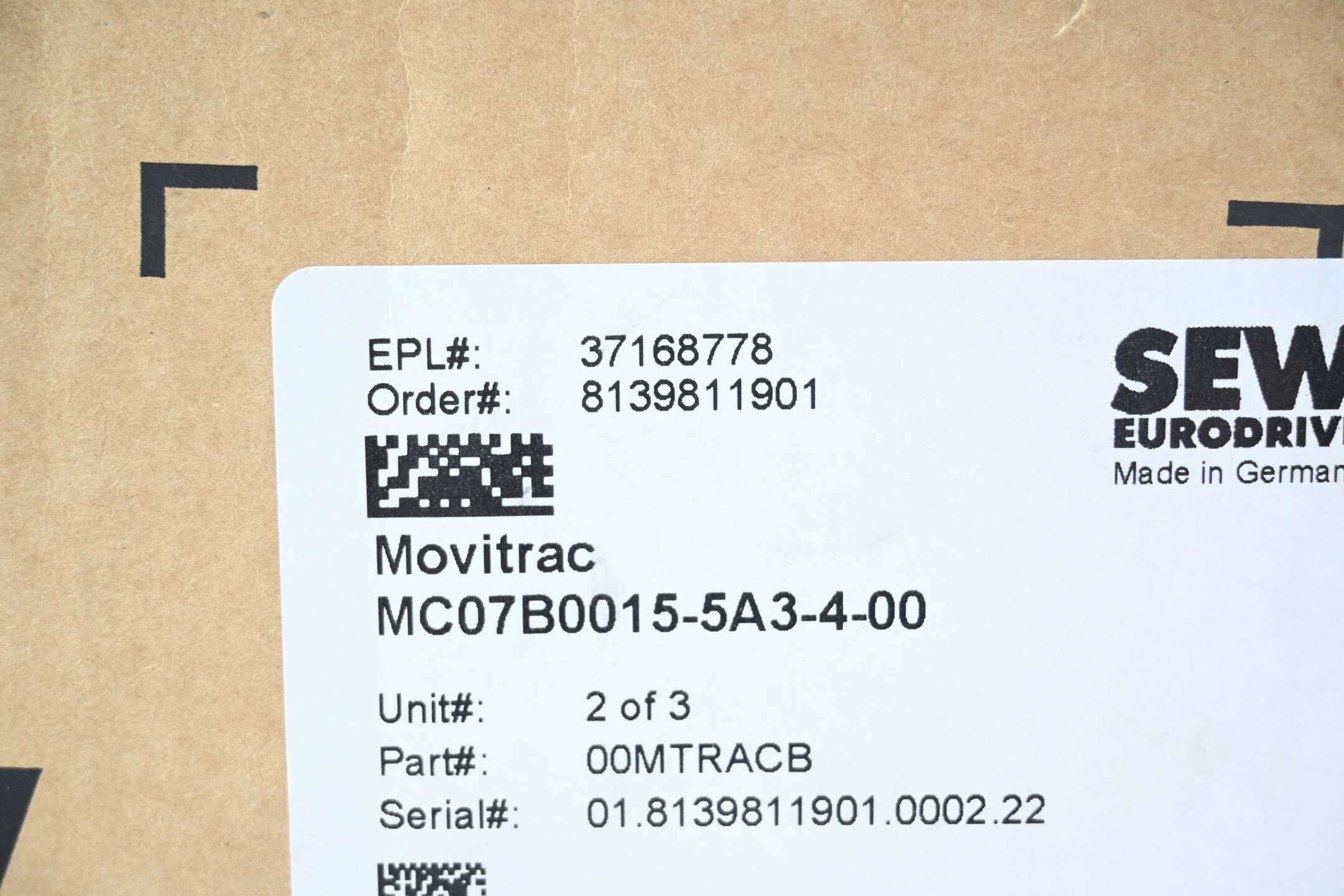 SEW Eurodrive Movitrac Umrichter MC07B0015-5A3-4-00 