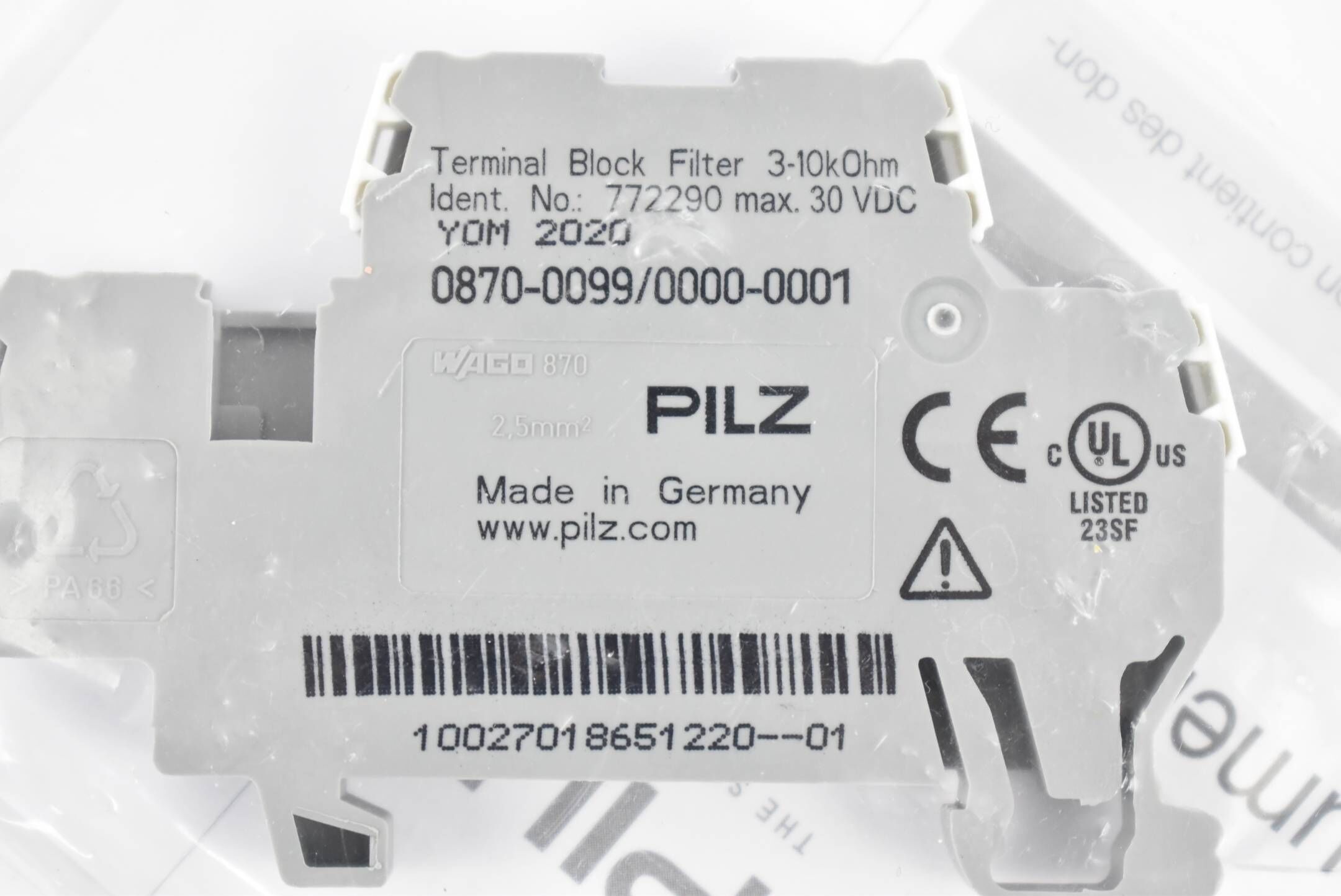 Pilz Terminal Block Filter 3-10kOHM 772290