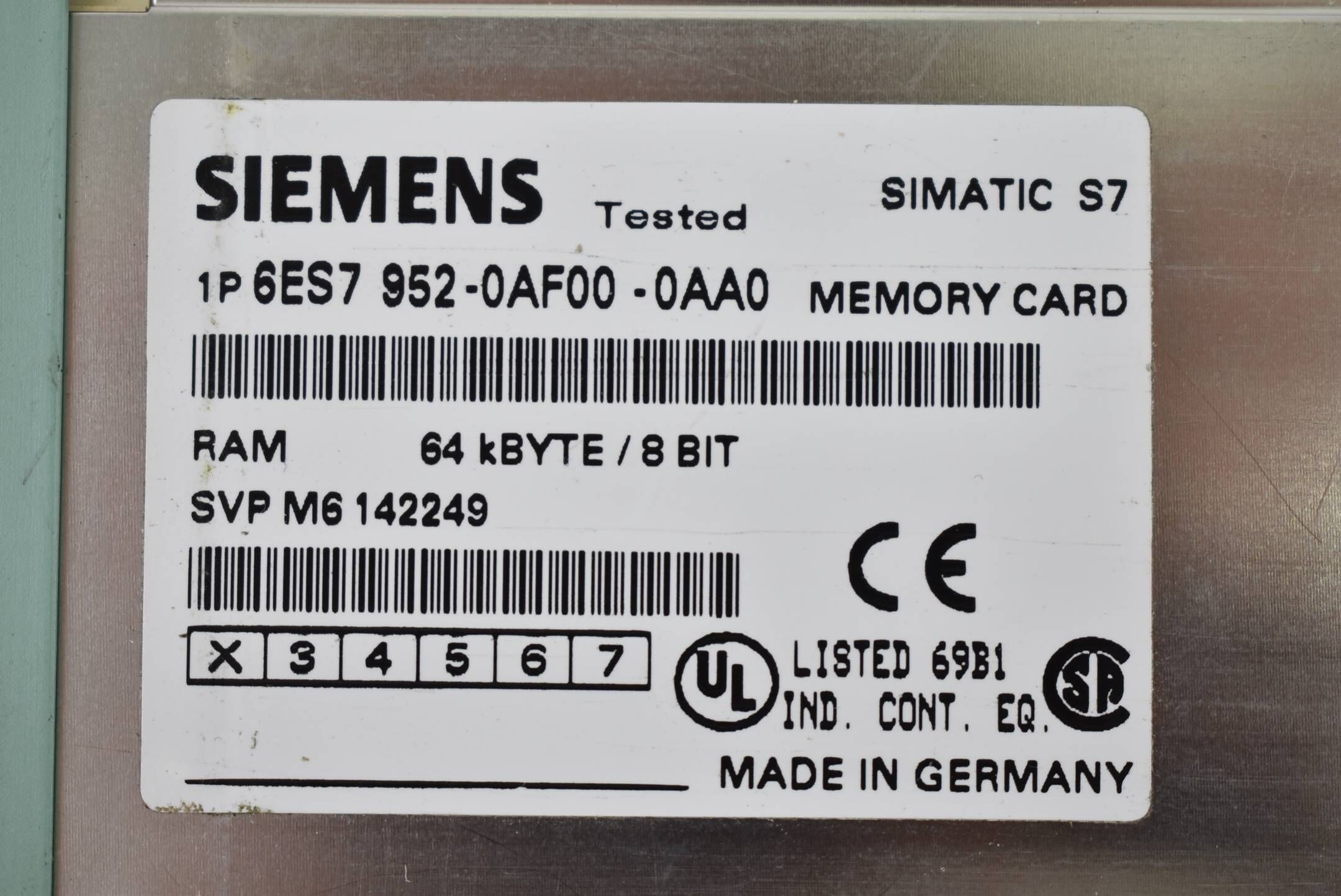 Siemens Simatic S7 RAM Memory Card 6ES7952-0AF00-0AA0 ( 6ES7 952-0AF00-0AA0 )