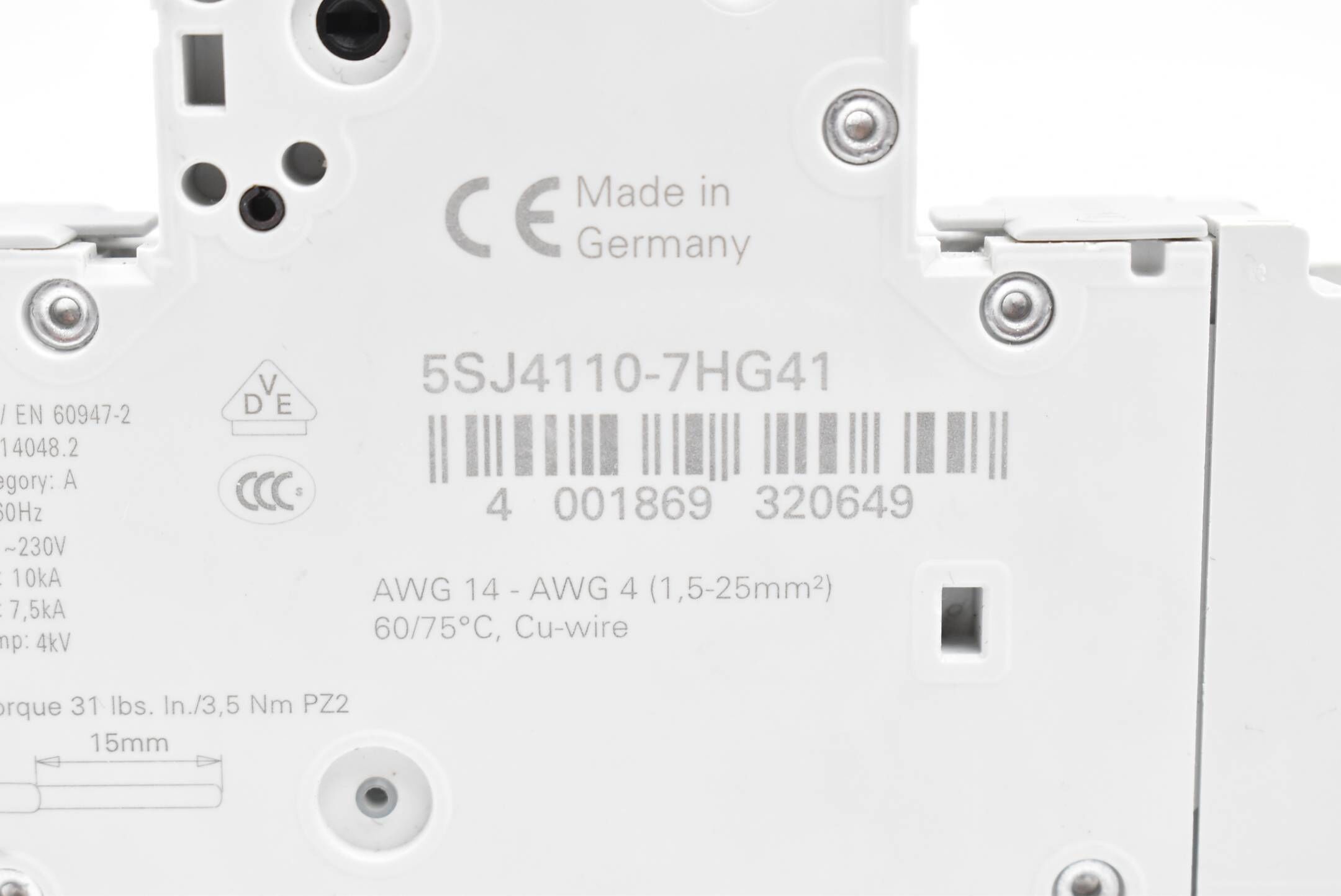 Siemens Leistungsschalter 5SJ4110-7HG41 ( 5SJ4 110-7HG41 ) 1-polig / 240V