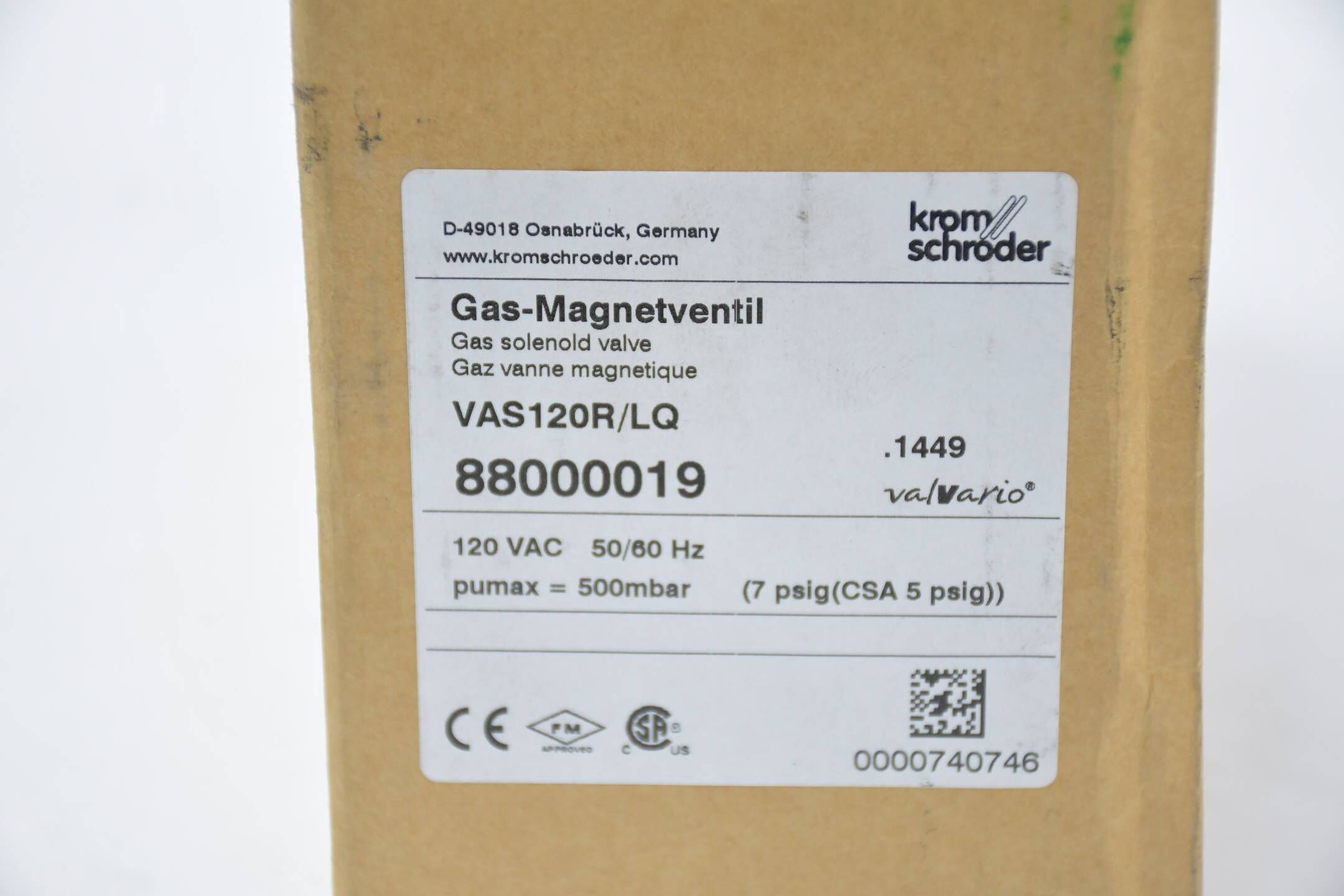 Krom Schröder Gas-Magnetventil VAS120R/LQ ( 88000019 )