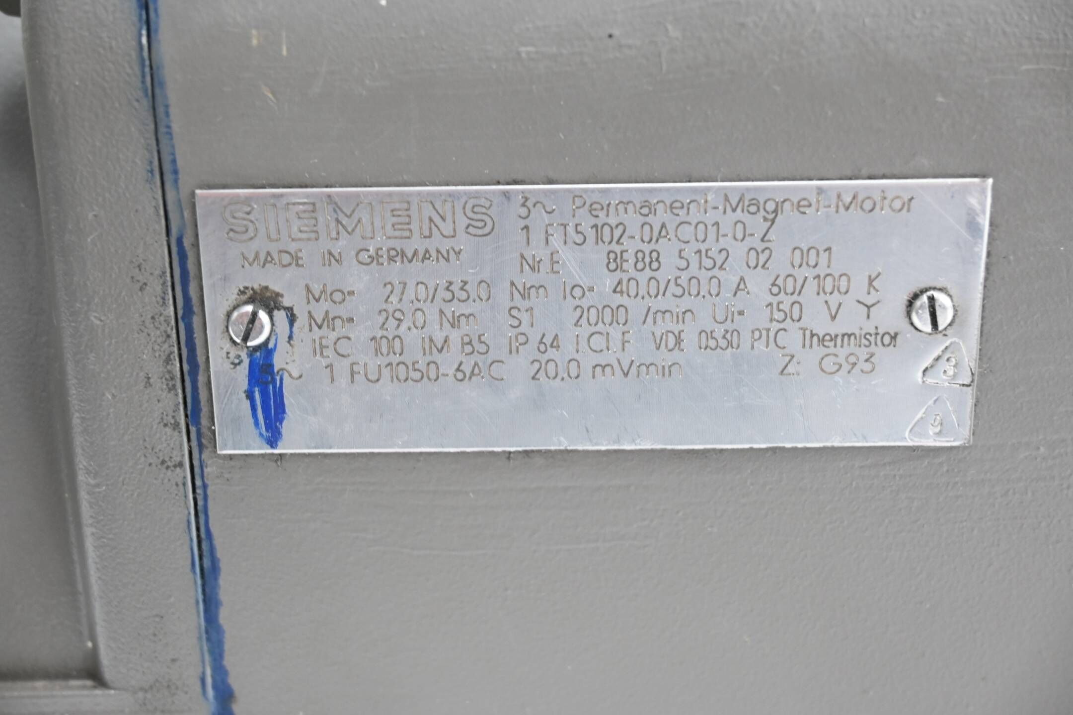 Siemens Servomotor 1FT5102-0AC01-0-Z ( 1FT5 102-0AC01-0-Z ) Z= G93