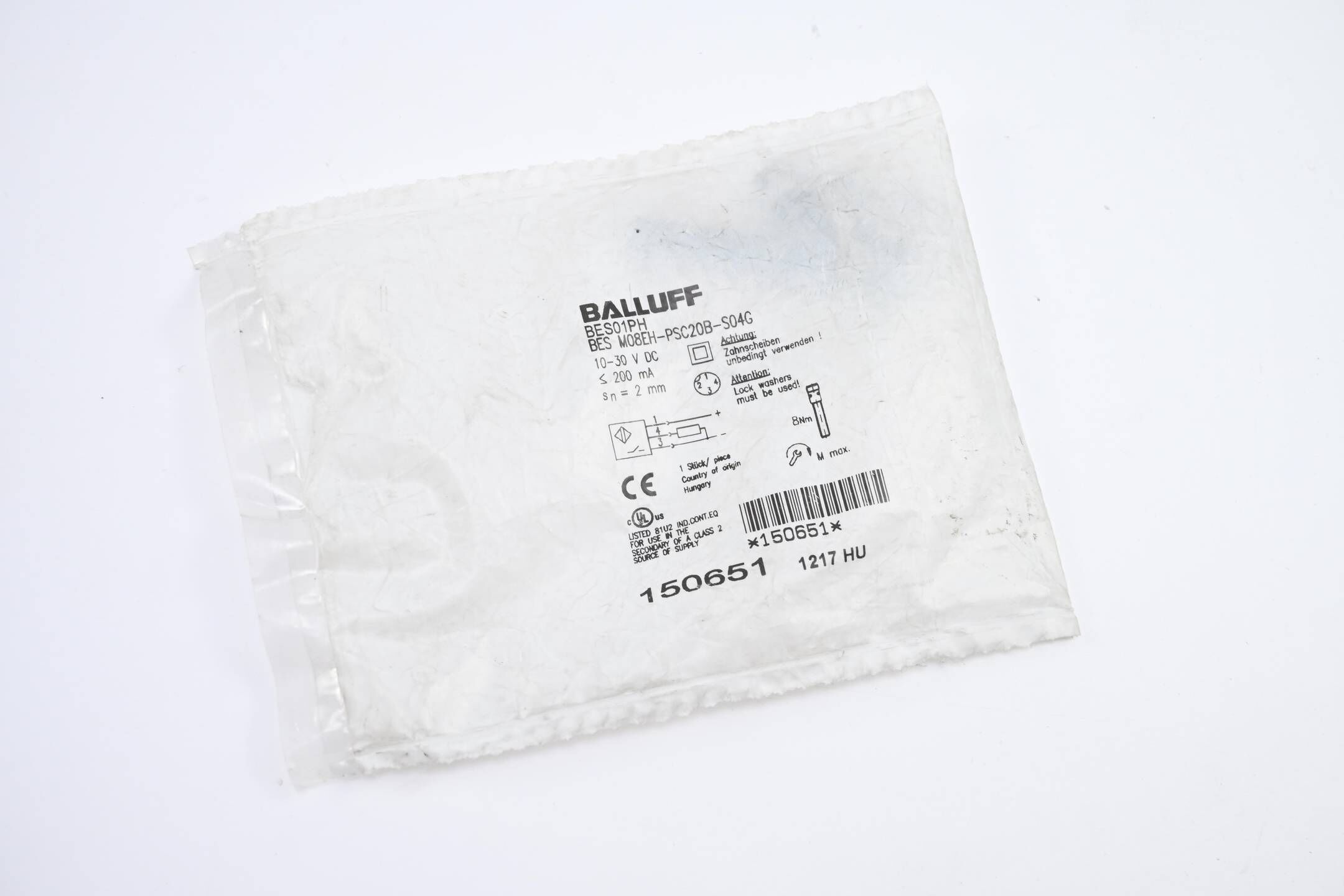 Balluff Induktiver Näherungsschalter BES01PH ( BES M08EH-PSC20B-S04G ) 150651