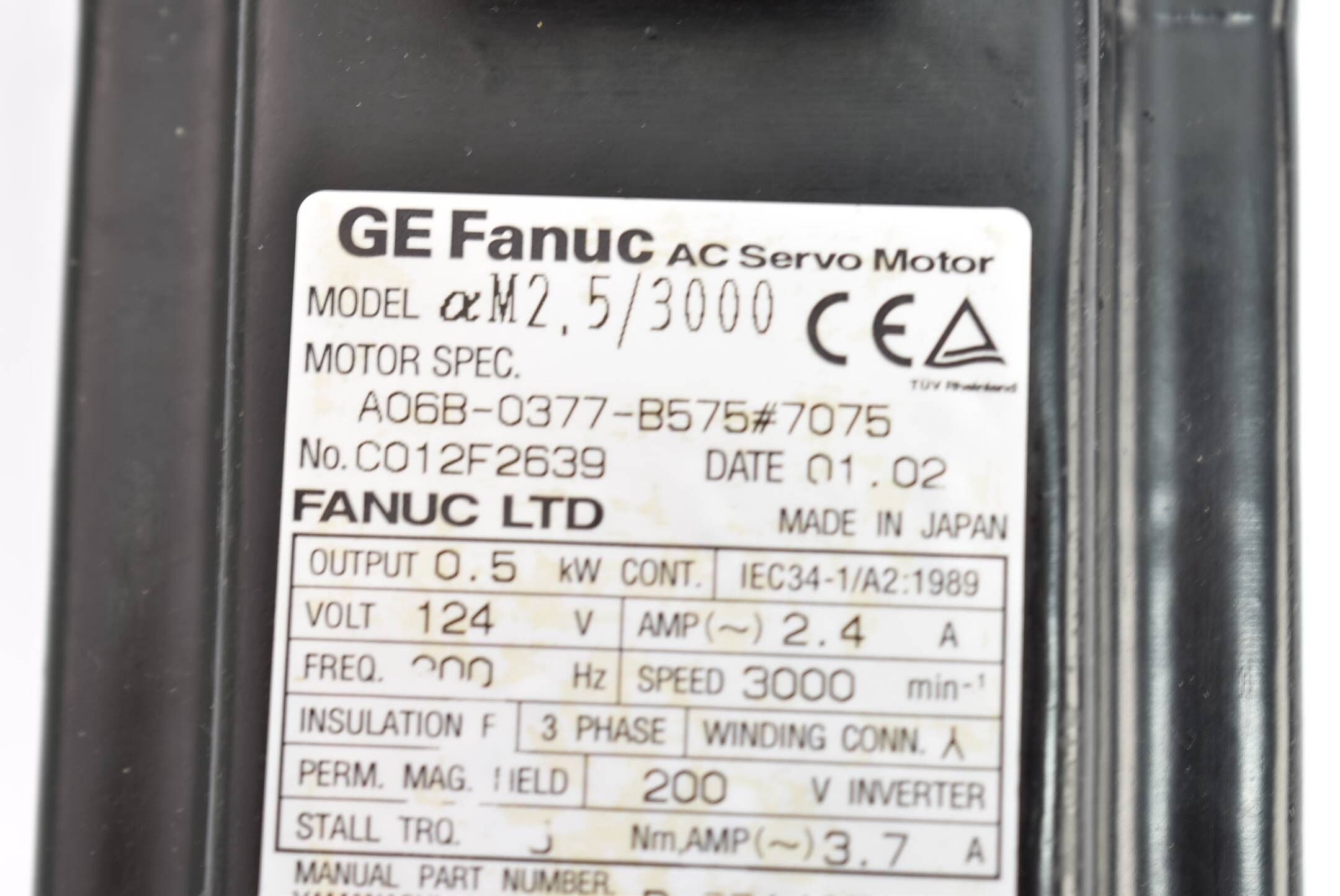 DEFEKT Fanuc LTD AC Servo Motor A06B-0377-B575#7075