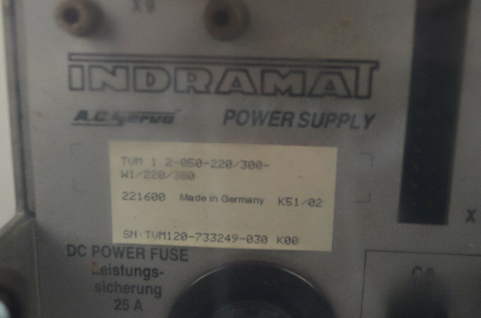 Indramat A.C.Servo Power Supply TVM 1.2-050-220/300-W1/220/380