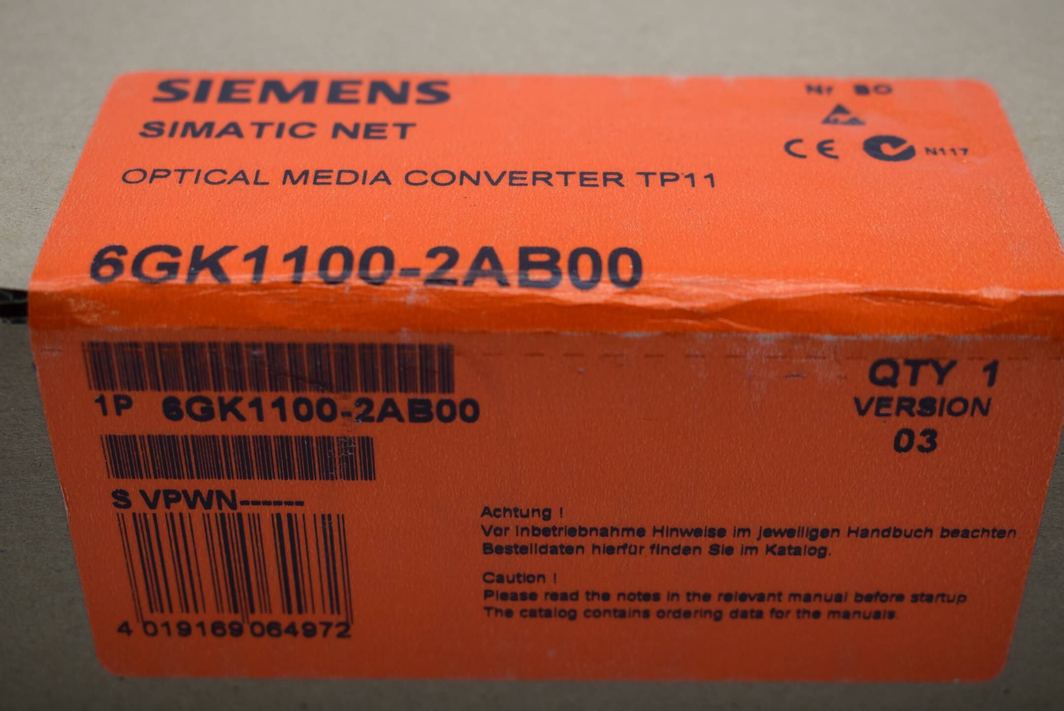 Siemens simatic Optical Media Converter TP11 6GK1100-2AB00 ( 6GK1 100-2AB00 ) V3
