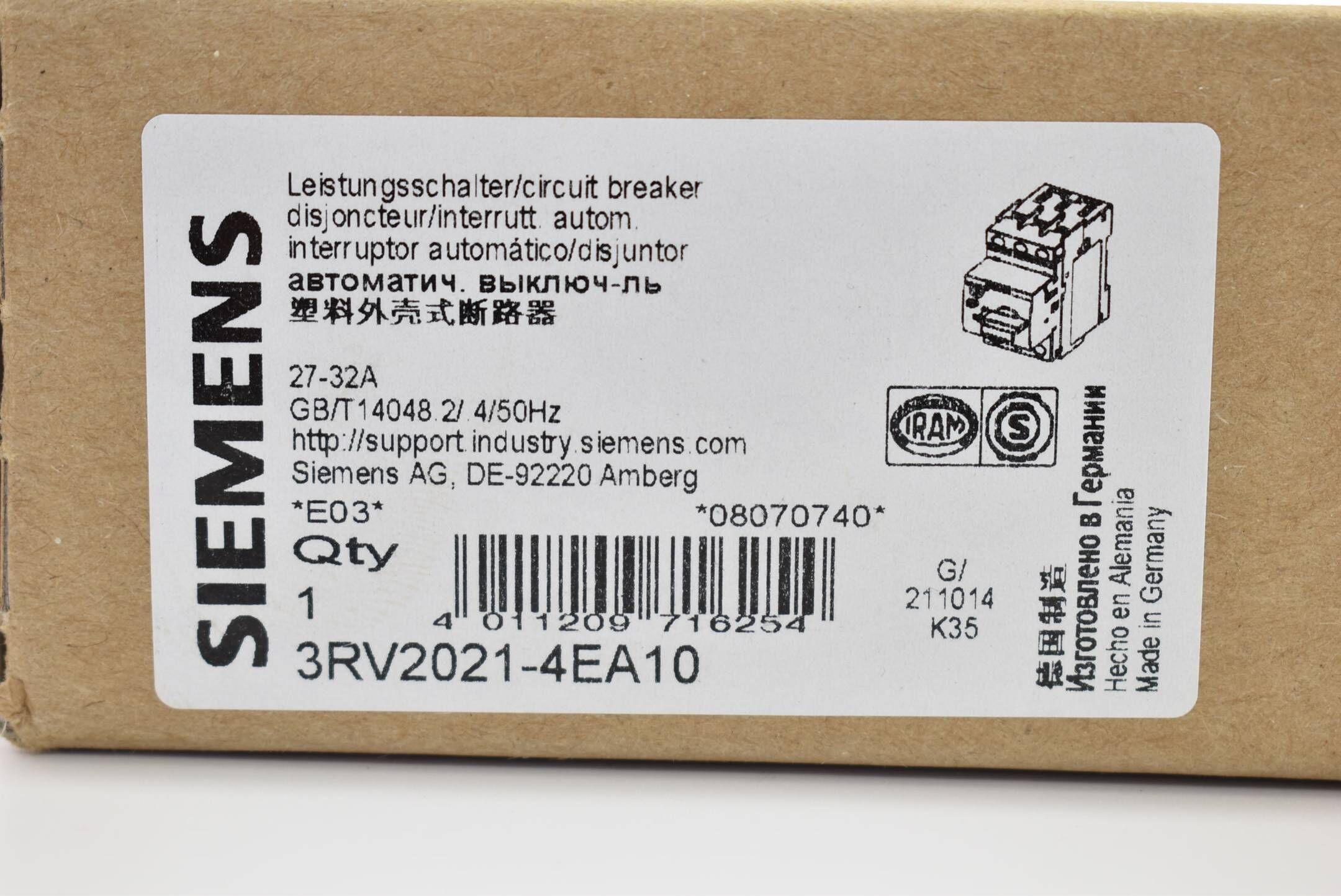 Siemens Leistungsschalter 3RV2 021-4EA10 ( 3RV2021-4EA10 ) E3