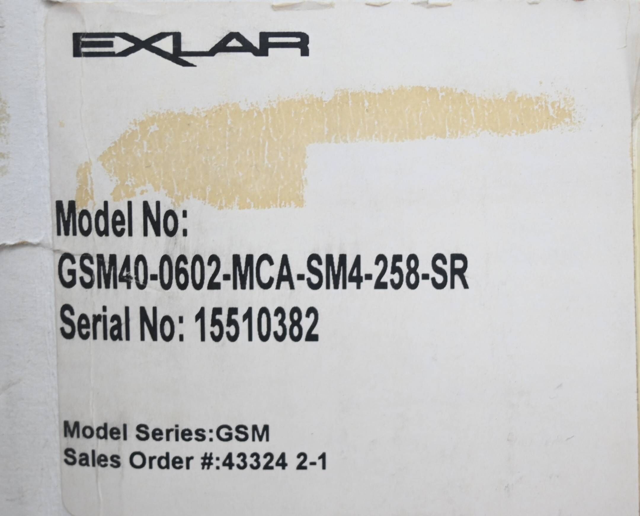 Exlar Servo Linear Actuator GSM40-0602-MCA-SM4-258-SR ( 6030 ) Rev. A