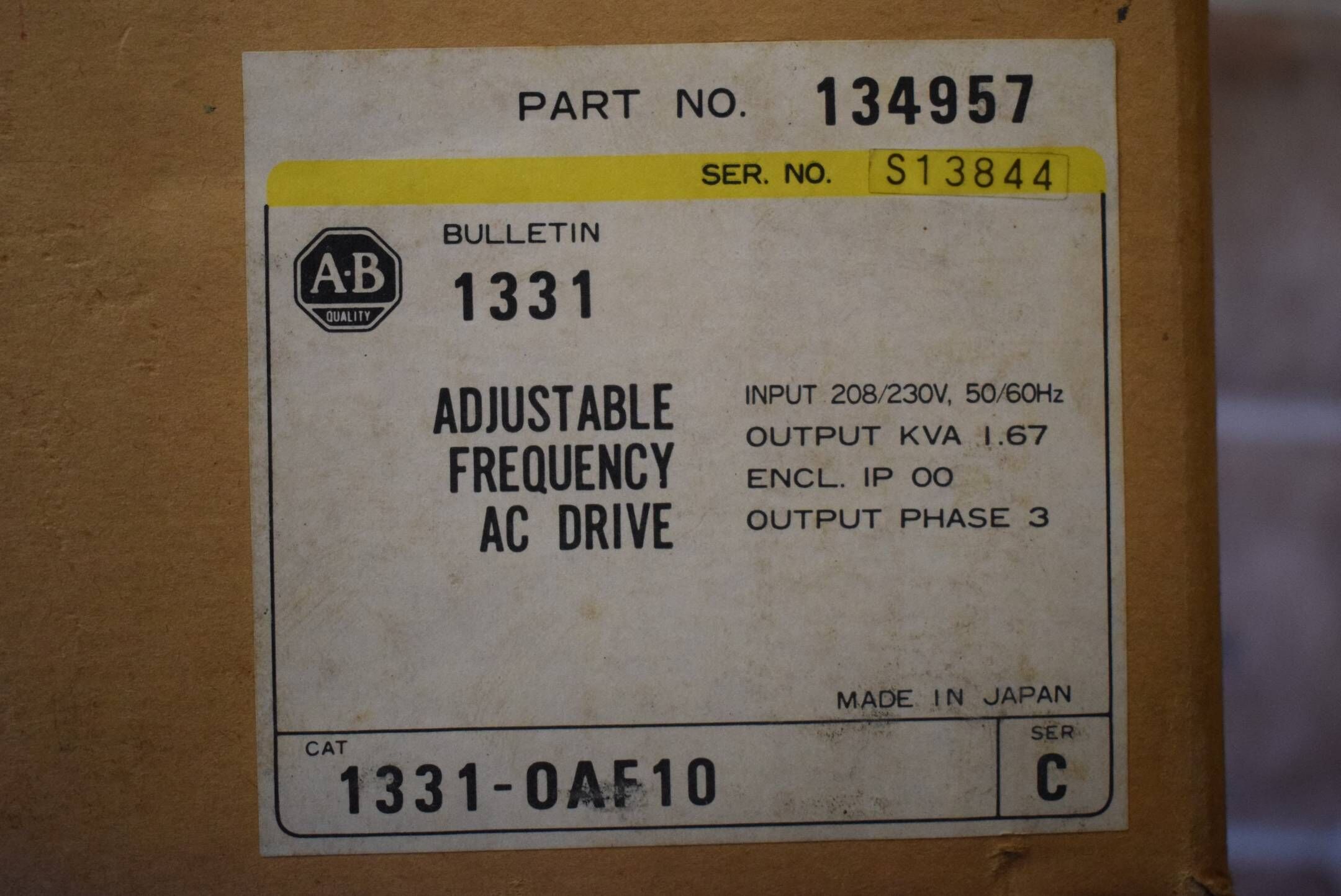 Allen Bradley 1331-0AF10 ( 134957 )