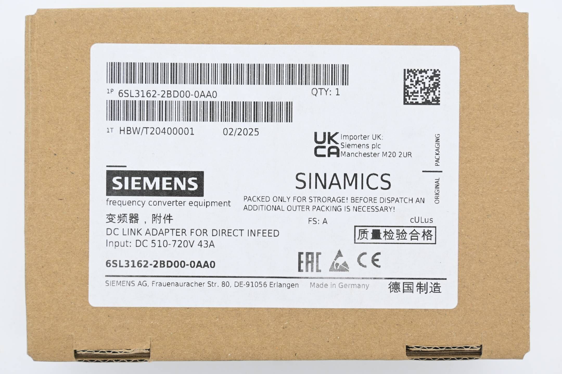 Siemens Sinamics 6SL3162-2BD00-0AA0 ( 6SL3 162-2BD00-0AA0 )