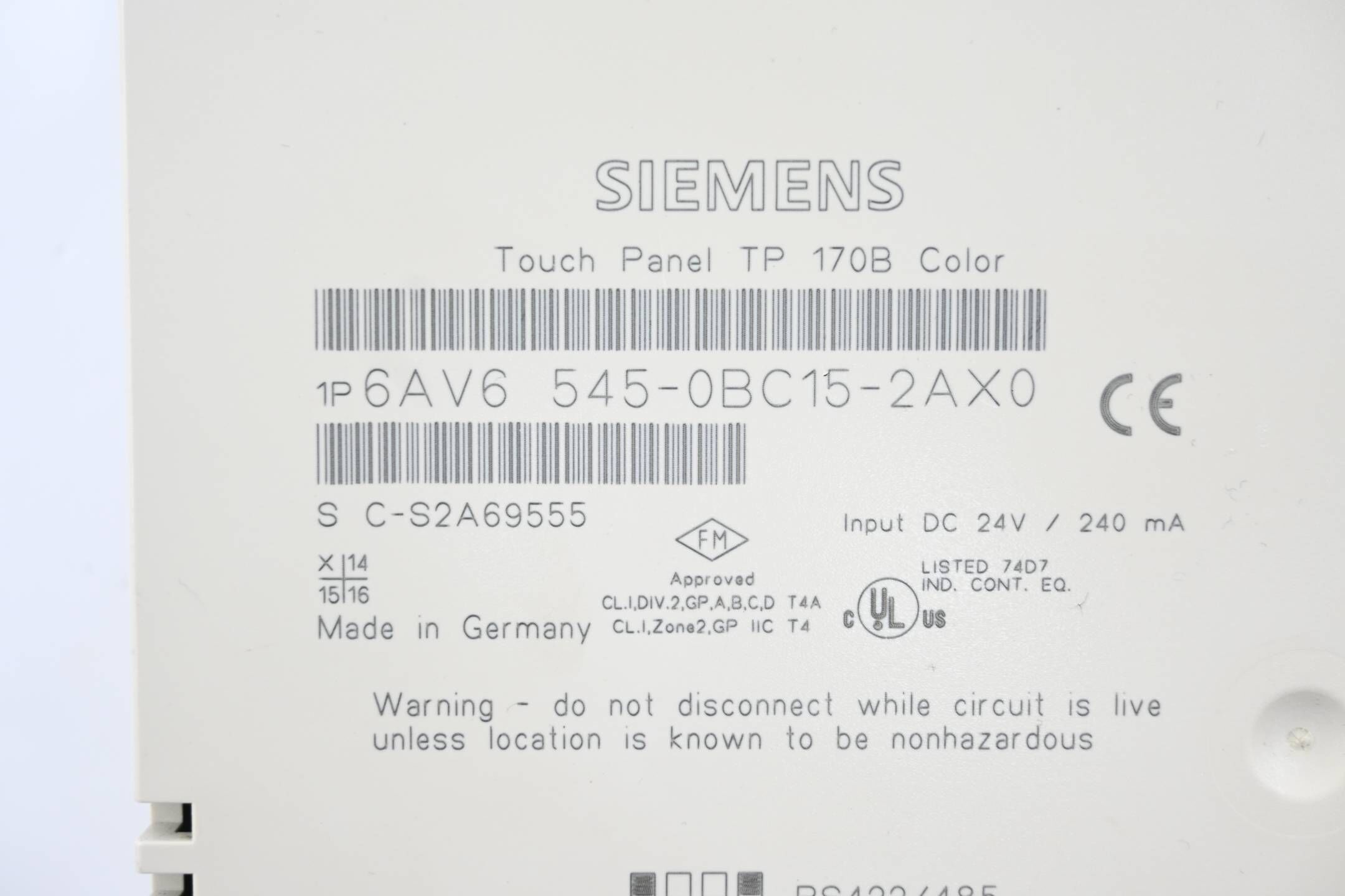 GENERALÜBERHOLT Siemens simatic TP170B 6" Touch Farb Display 6AV6545-0BC15-2AX0