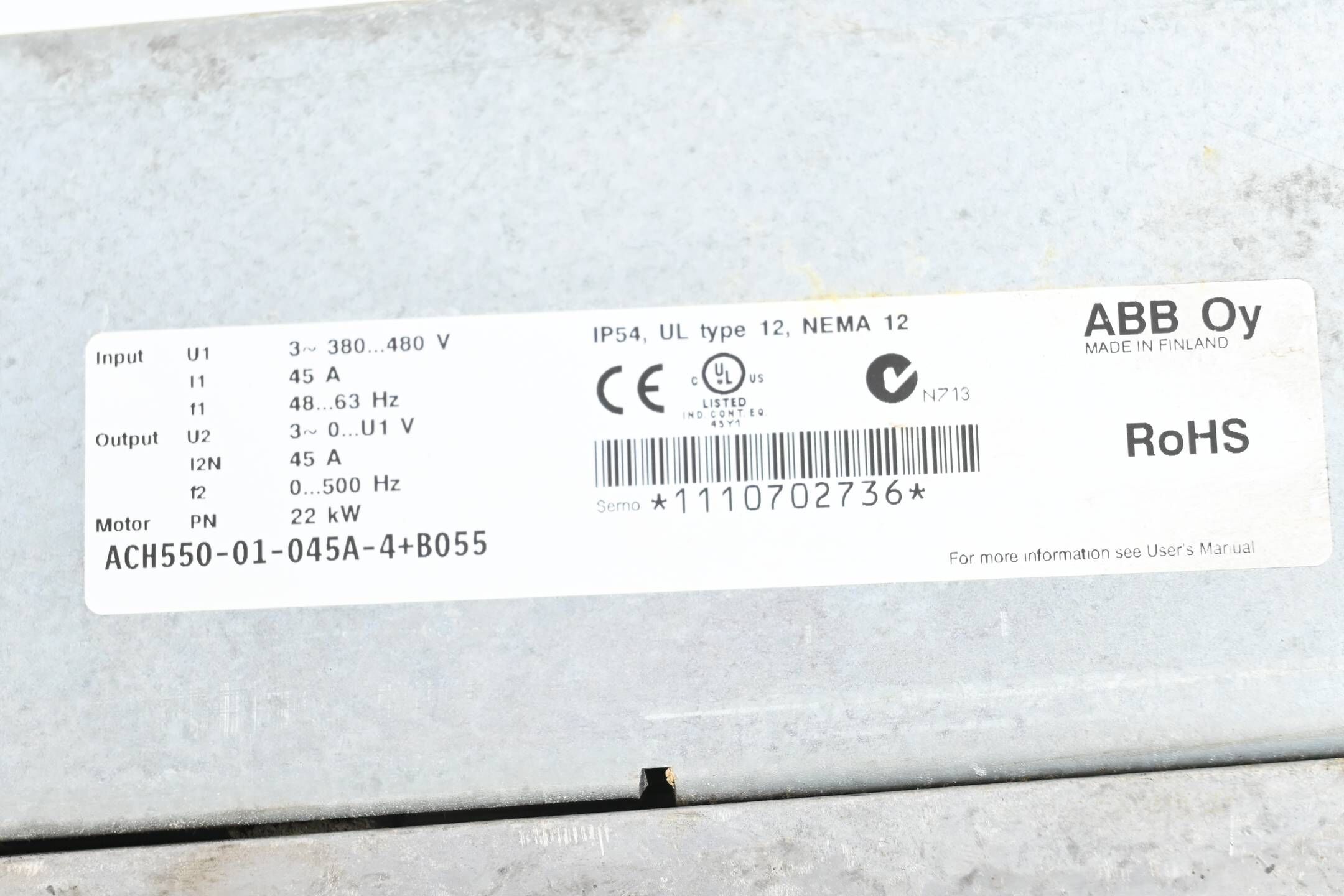 ABB Frequenzumrichter ACH550-01-02A4-4+B055