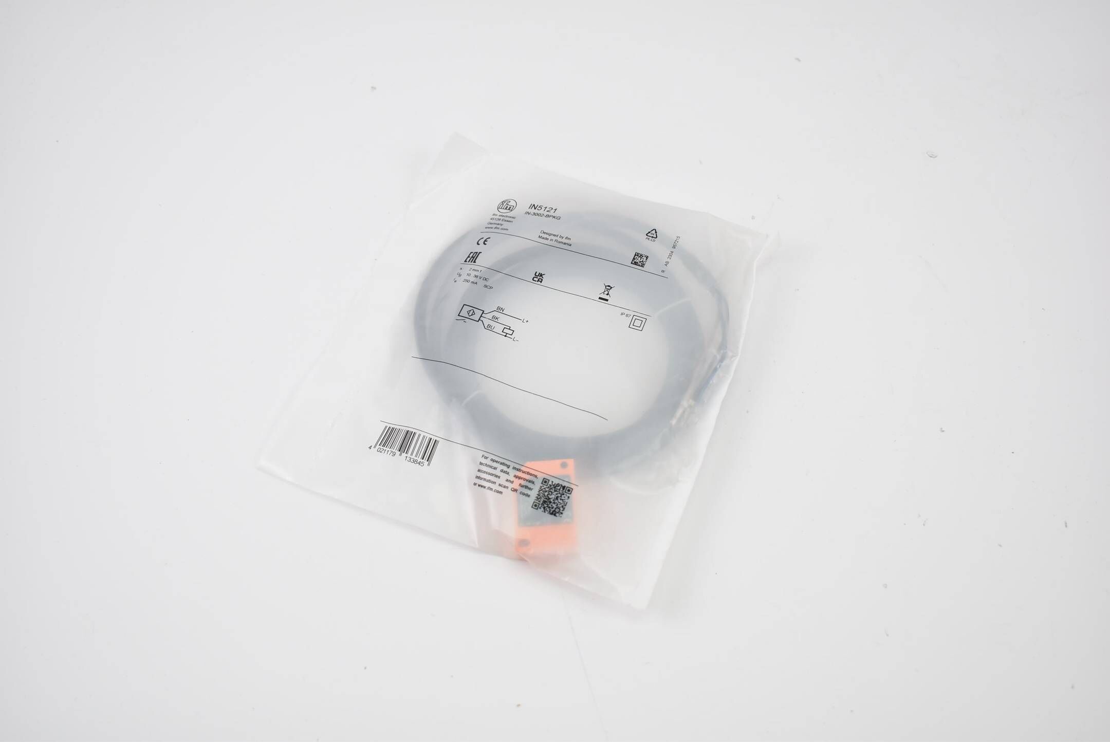 Ifm electric induktiver Sensor 2mm 10-36VDC 250mA IN5121 ( IN-3002-BPKG )