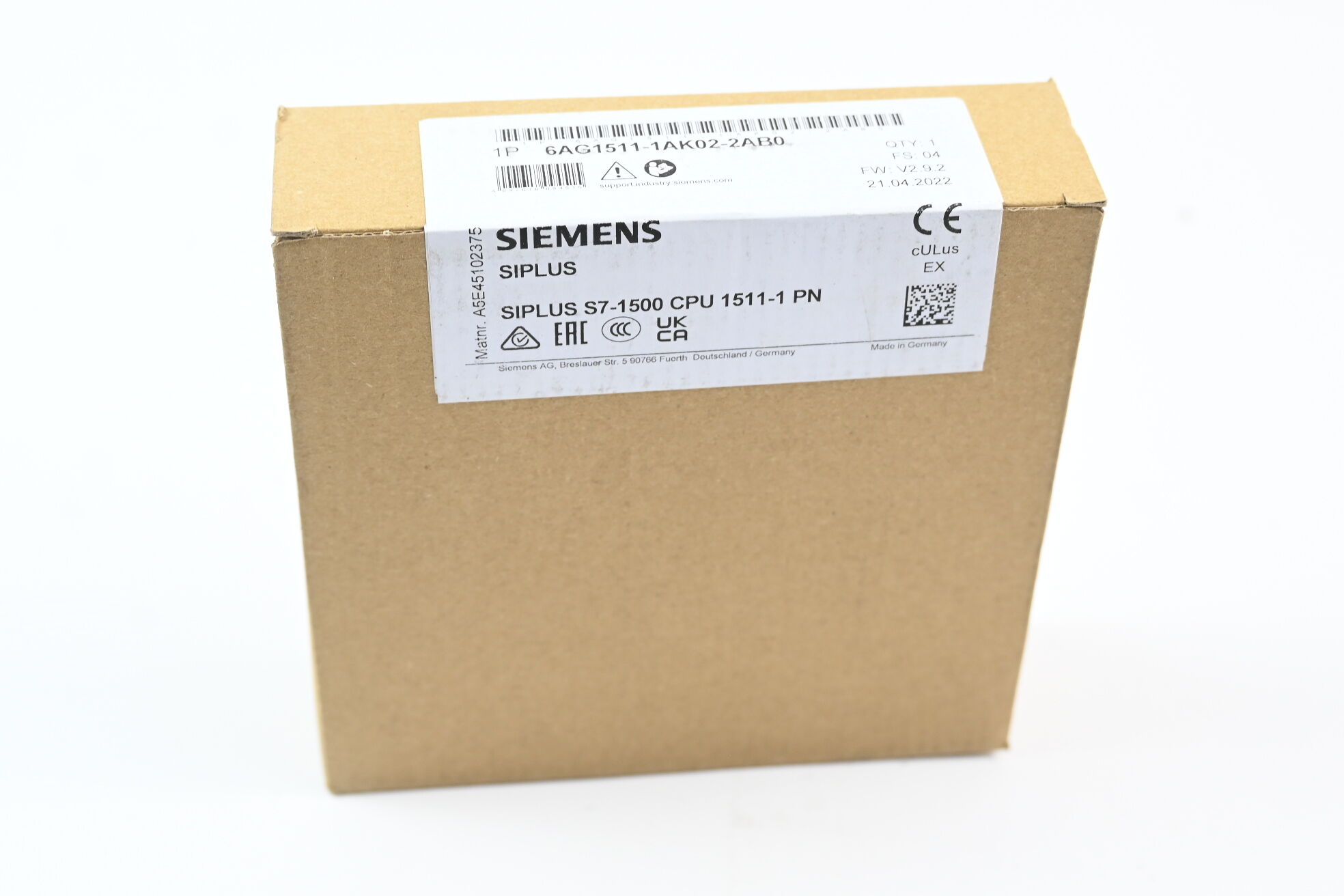 Siemens Siplus S7-1500 CPU 1511-1 6AG1511-1AK02-2AB0 ( 6AG1 511-1AK02-2AB0 ) E4