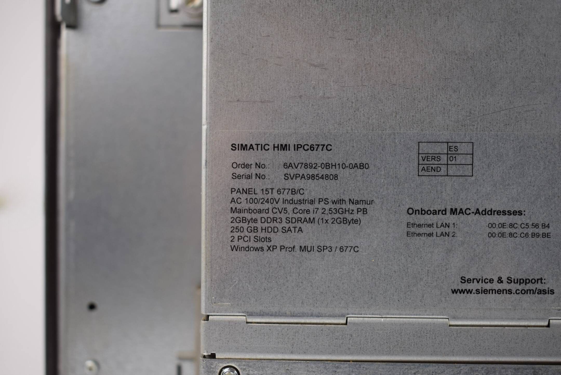 Siemens simatic HMI IPC677C Panel-PC 6AV7892-0BH10-0AB0 ( 6AV7 892-0BH10-0AB0 )