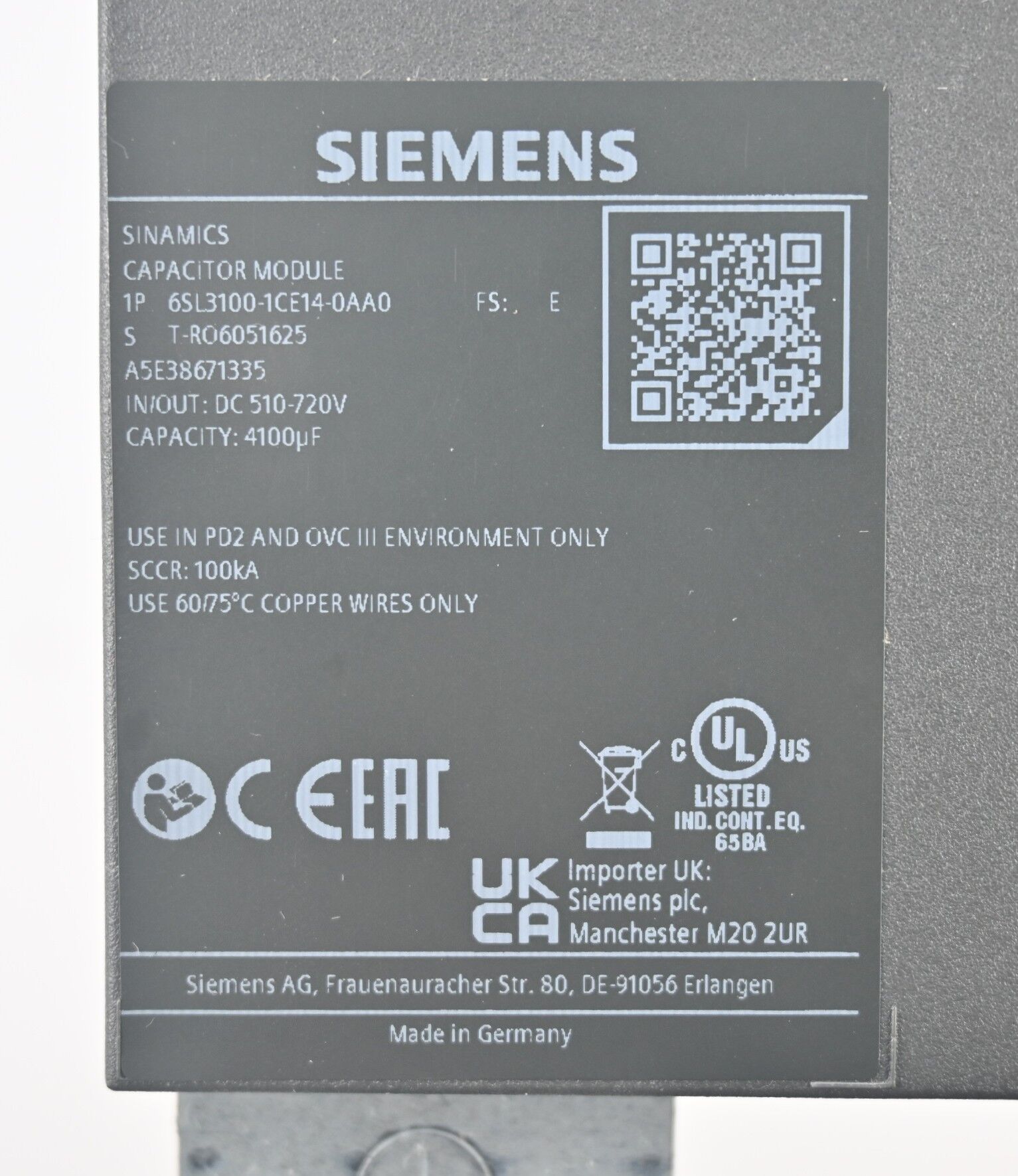 Siemens Sinamics 6SL3100-1CE14-0AA0 ( 6SL3 100-1CE14-0AA0 ) E.E